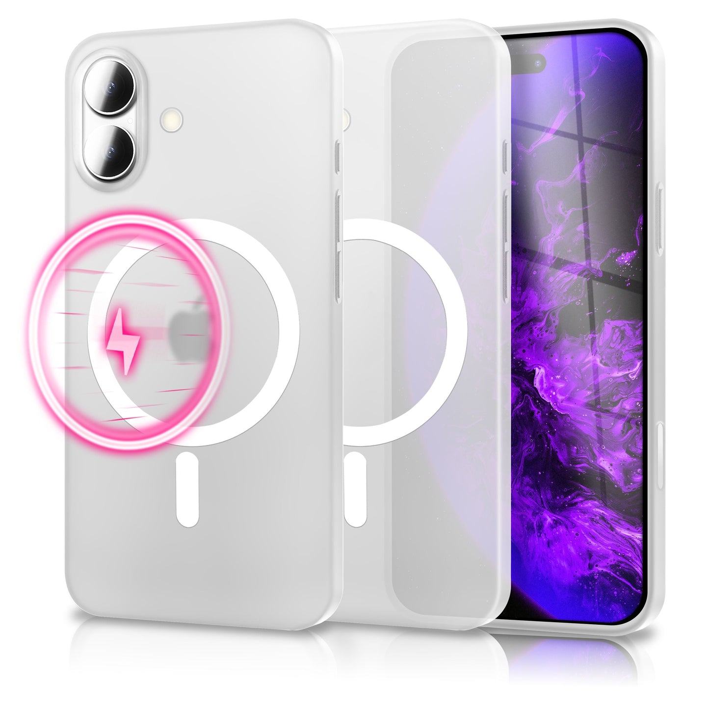 NALIA MagSafe Hülle Thinix Glow für Apple iPhone 17 (Extrem Dünn mit Leucht-Ring) - 0,3mm Ultra-Slim Hardcase, Glow Magnetring, Semi-Transparent & Mattiert