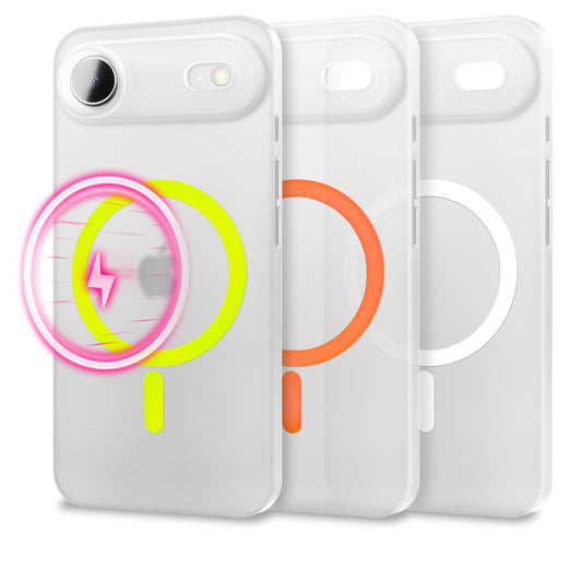 NALIA MagSafe Hülle Thinix Glow für Apple iPhone 17 Air (Extrem Dünn mit Leucht-Ring) - 0,3mm Ultra-Slim Hardcover, Leuchtet im Dunkeln, Durchsichtig & Matt