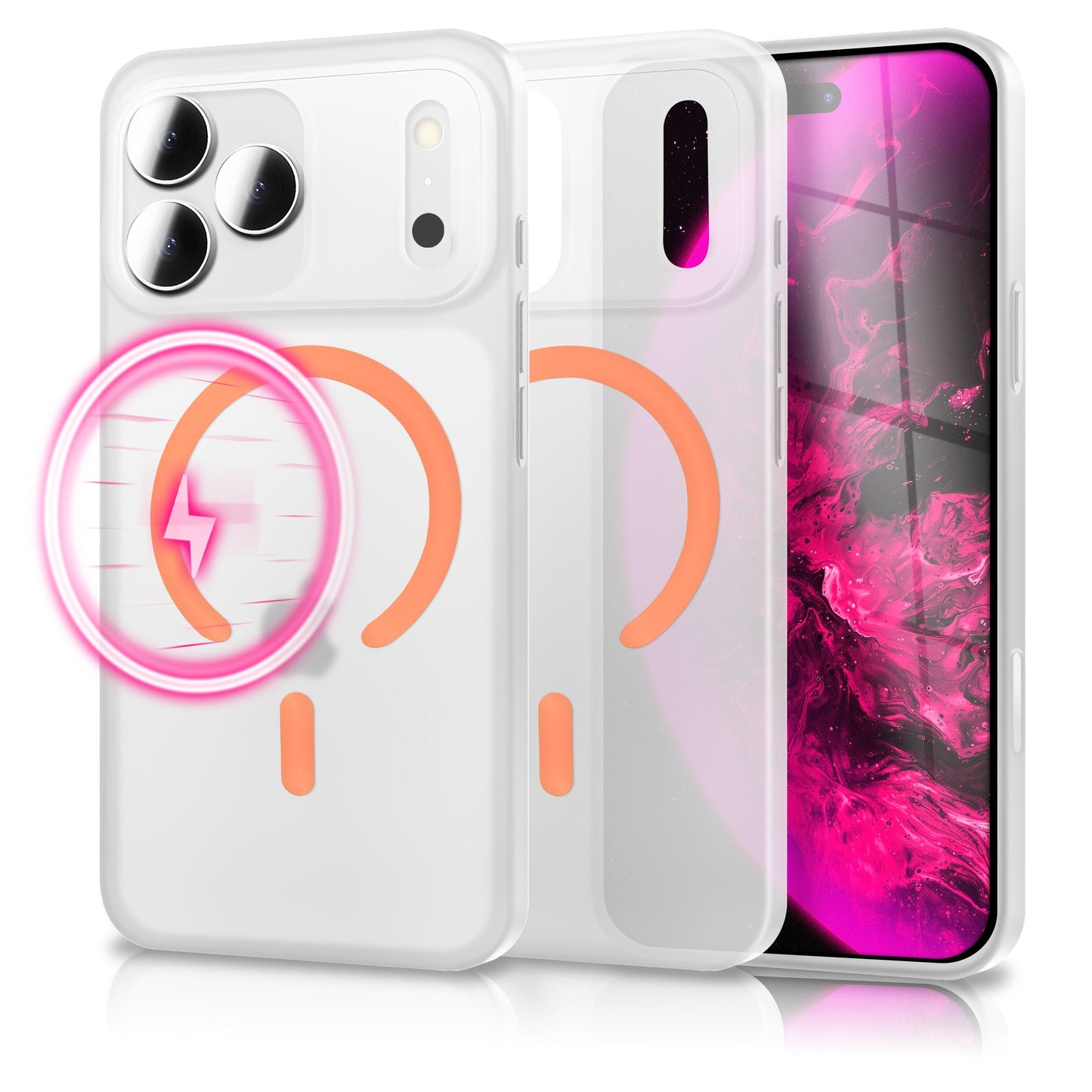 NALIA MagSafe Hülle Thinix Glow für Apple iPhone 17 Pro Max (Extrem Dünn mit Leucht-Ring) - 0,3mm Slim Cover, Leuchtender Magnetring, Mattiert & Frosted