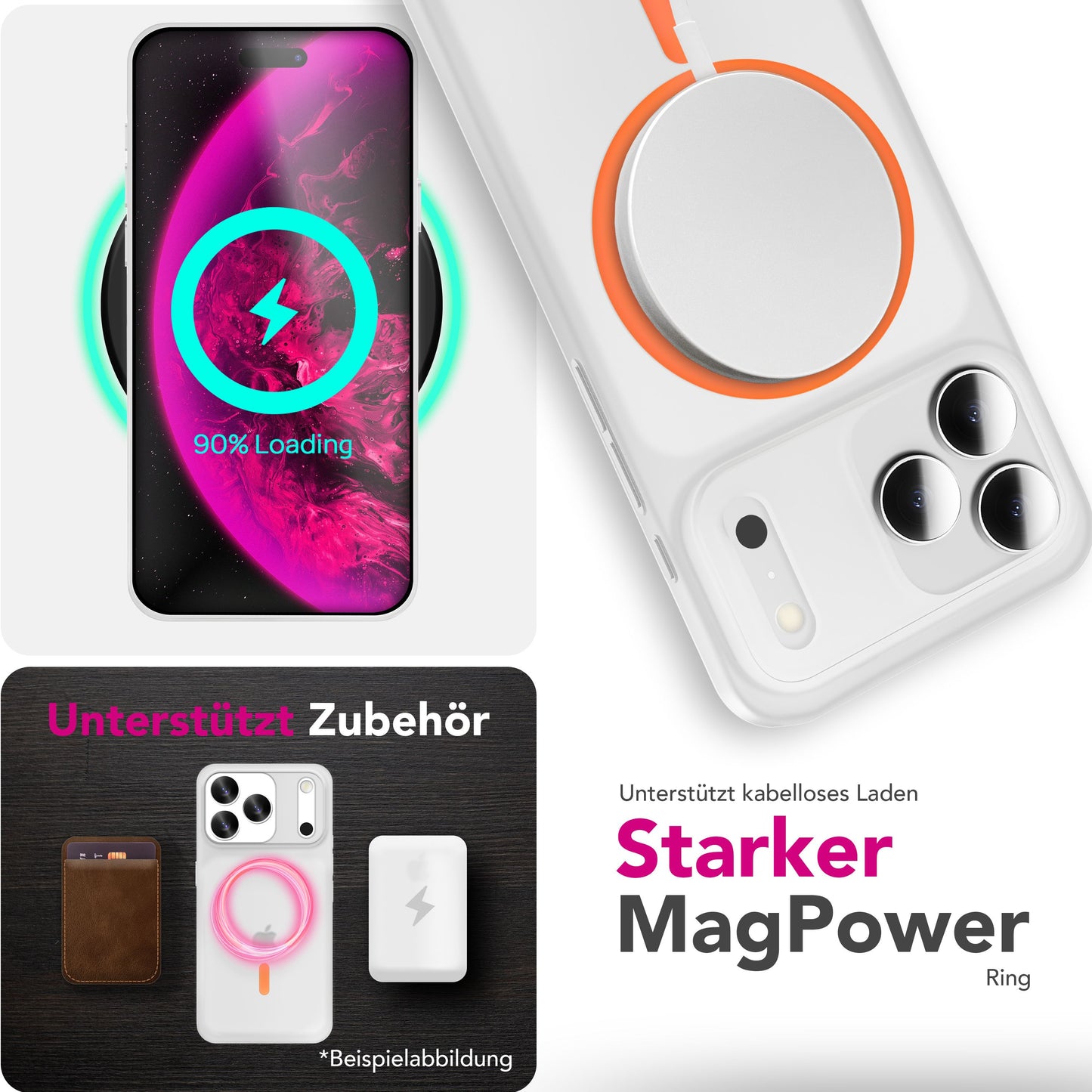 NALIA MagSafe Hülle Thinix Glow für Apple iPhone 17 Pro Max (Extrem Dünn mit Leucht-Ring) - 0,3mm Slim Cover, Leuchtender Magnetring, Mattiert & Frosted