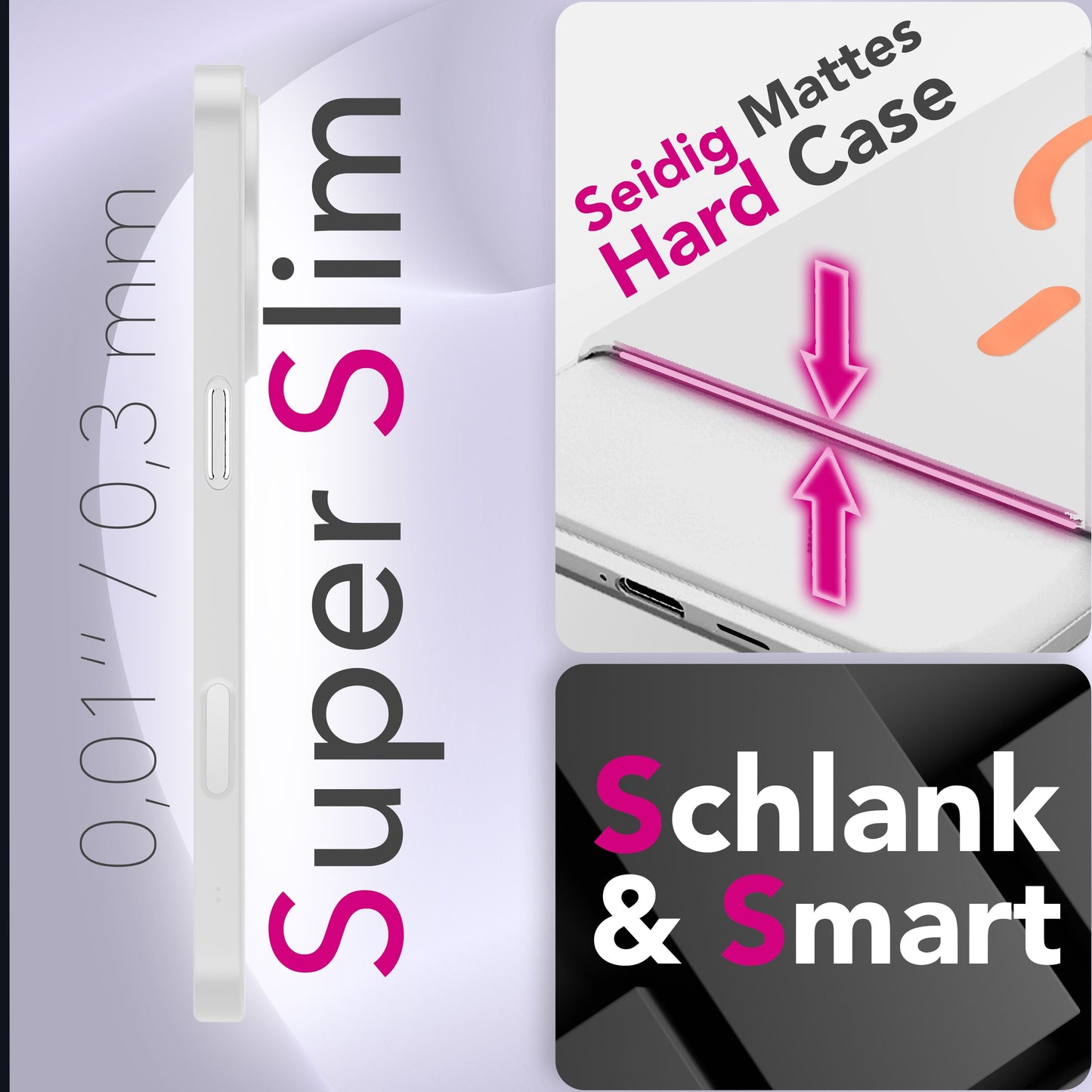 NALIA MagSafe Hülle Thinix Glow für Apple iPhone 17 Pro Max (Extrem Dünn mit Leucht-Ring) - 0,3mm Slim Cover, Leuchtender Magnetring, Mattiert & Frosted