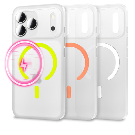 Husă NALIA MagSafe Thinix Glow pentru Apple iPhone 17 Pro Max (Extrem de subțire cu inel luminos) - Carcasă subțire de 0,3 mm, inel magnetic luminos, mată și mată