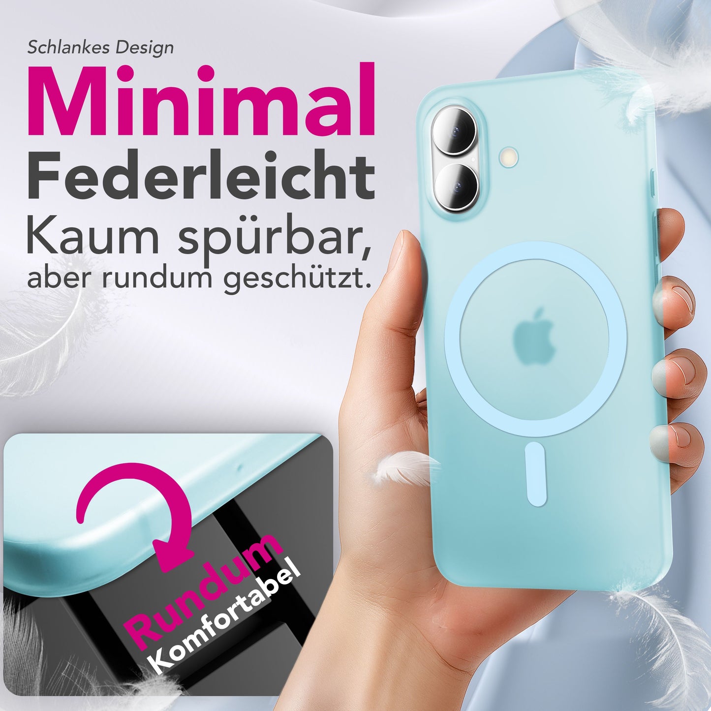 Etui NALIA MagSafe Thinix Ultra Thin – grubość 0,3 mm – zgodność z MagSafe – matowe, odporne na odciski palców