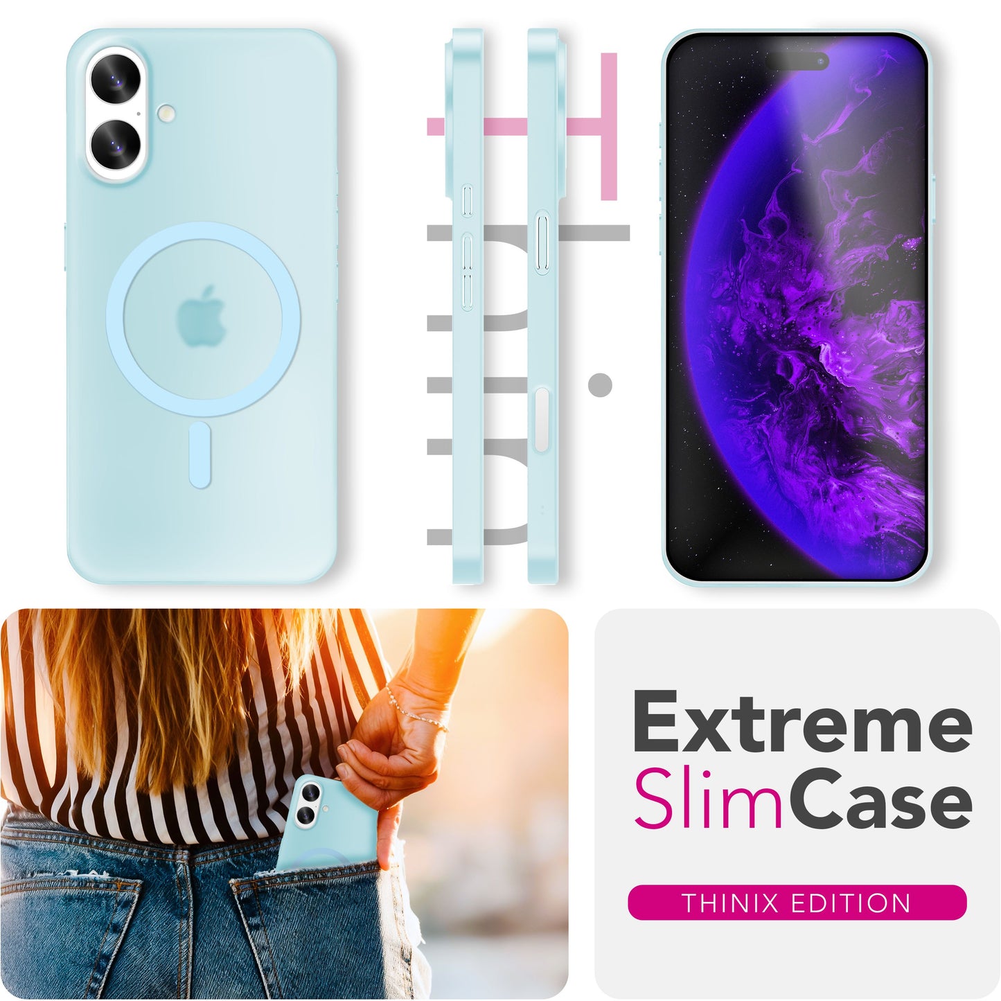 Etui NALIA MagSafe Thinix Ultra Thin – grubość 0,3 mm – zgodność z MagSafe – matowe, odporne na odciski palców