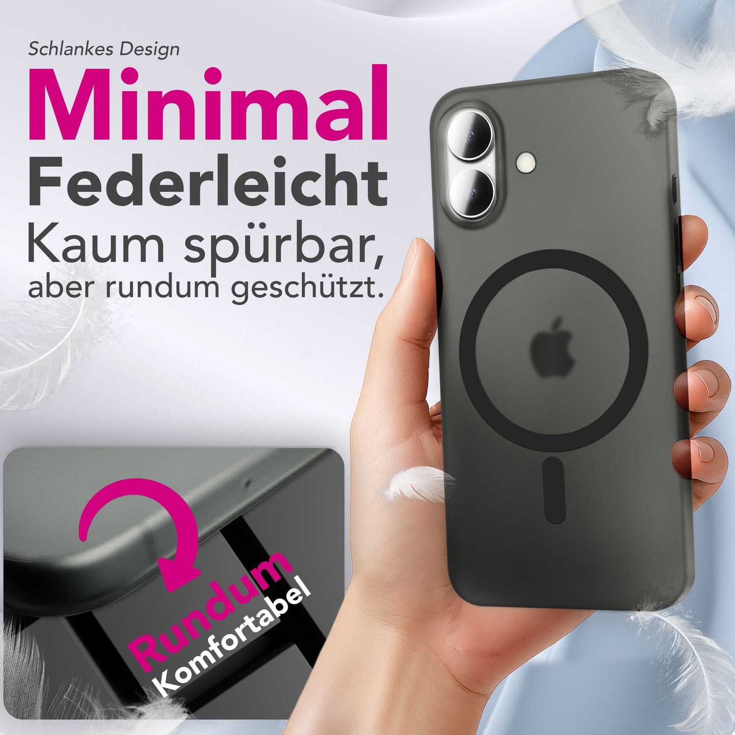 Etui NALIA MagSafe Thinix Ultra Thin – grubość 0,3 mm – zgodność z MagSafe – matowe, odporne na odciski palców