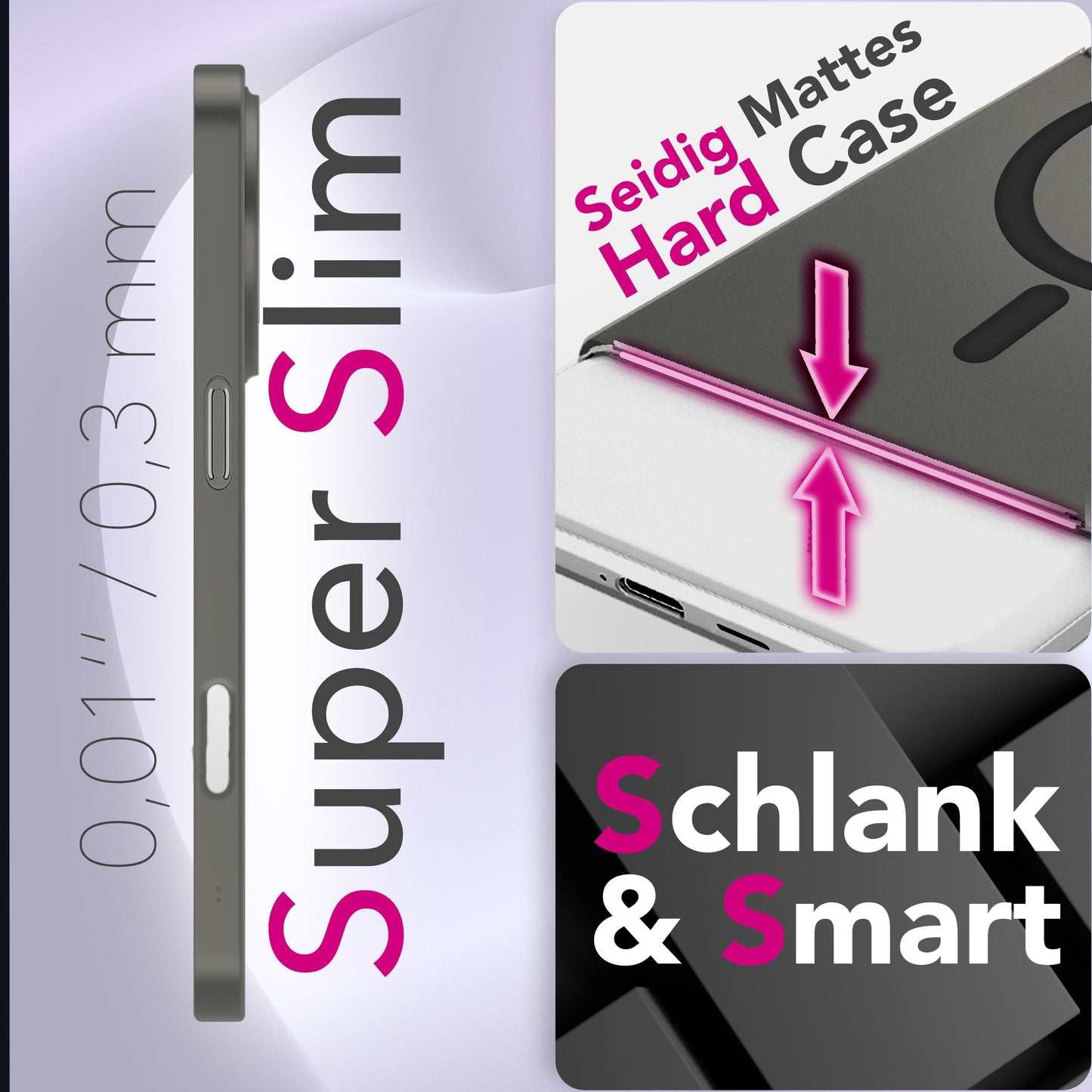 Etui NALIA MagSafe Thinix Ultra Thin – grubość 0,3 mm – zgodność z MagSafe – matowe, odporne na odciski palców