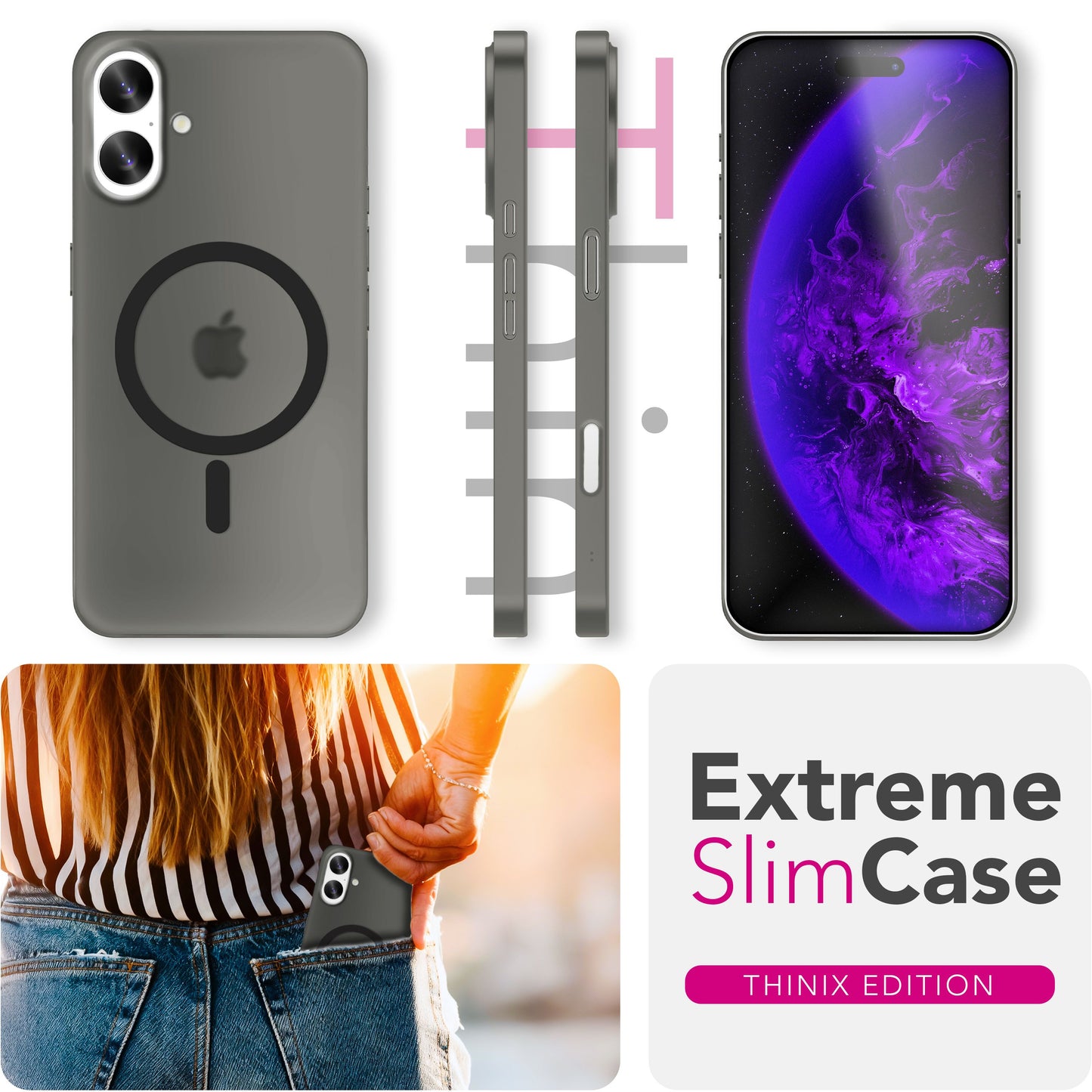 Etui NALIA MagSafe Thinix Ultra Thin – grubość 0,3 mm – zgodność z MagSafe – matowe, odporne na odciski palców