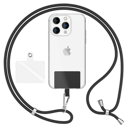 NALIA Universal-Kette mit Pad, Band für Handy-Hülle zum Umhängen, Karabinerhaken aus Metall (silber), Schlüsselband Umhängeband 160 CM, Crossbody Lanyard