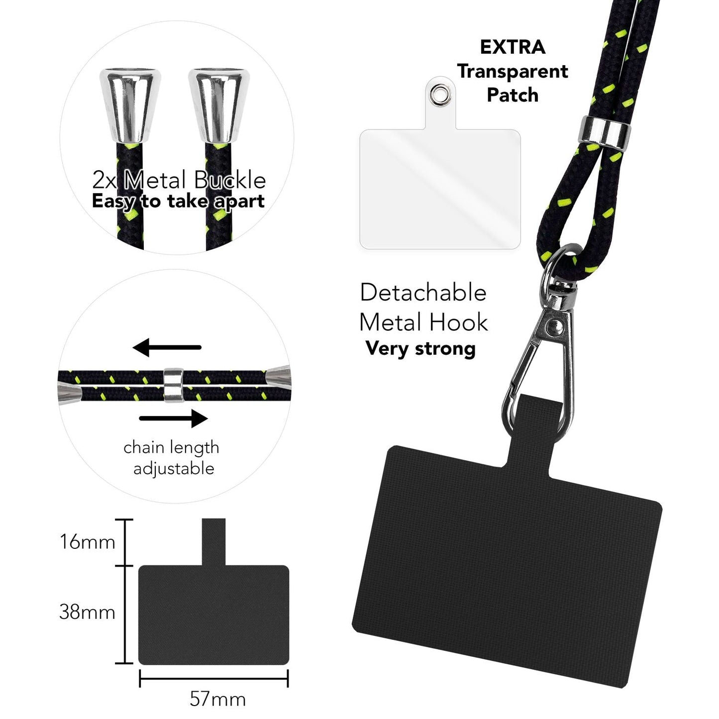 Lanț universal pentru telefon, pentru purtare în jurul gâtului, cu pernă și carabină pentru husa de smartphone