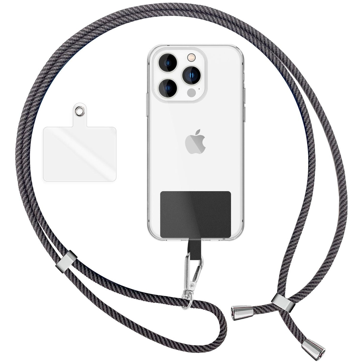 Lanț universal pentru telefon, pentru purtare în jurul gâtului, cu pernă și carabină pentru husa de smartphone