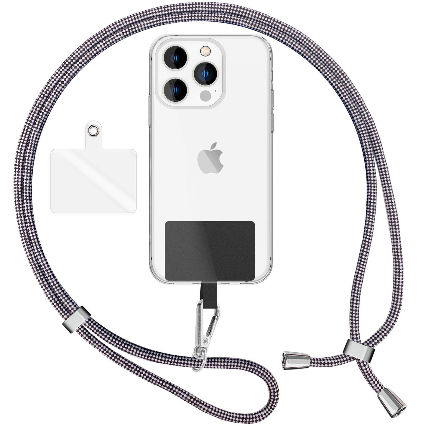 Lanț universal pentru telefon, pentru purtare în jurul gâtului, cu pernă și carabină pentru husa de smartphone