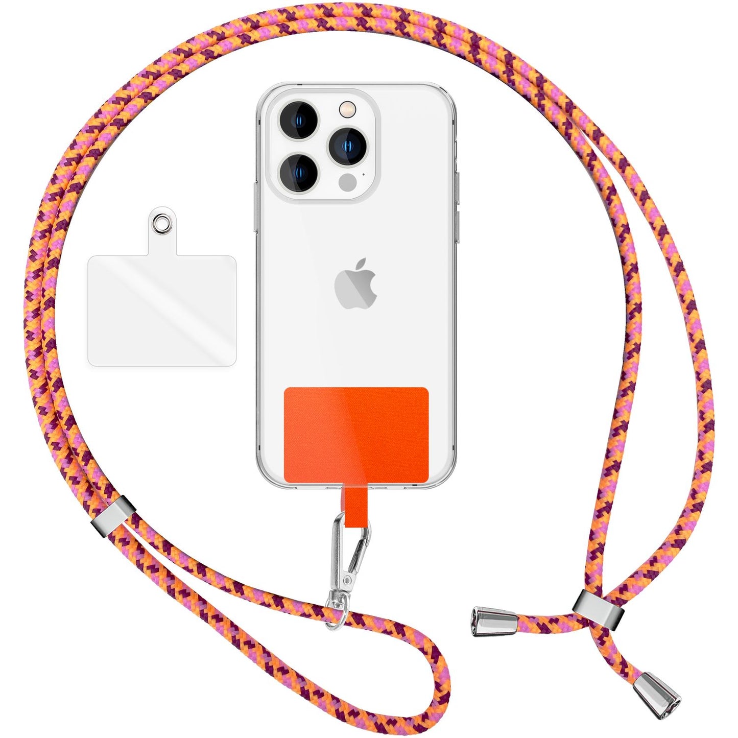 Lanț universal pentru telefon, pentru purtare în jurul gâtului, cu pernă și carabină pentru husa de smartphone