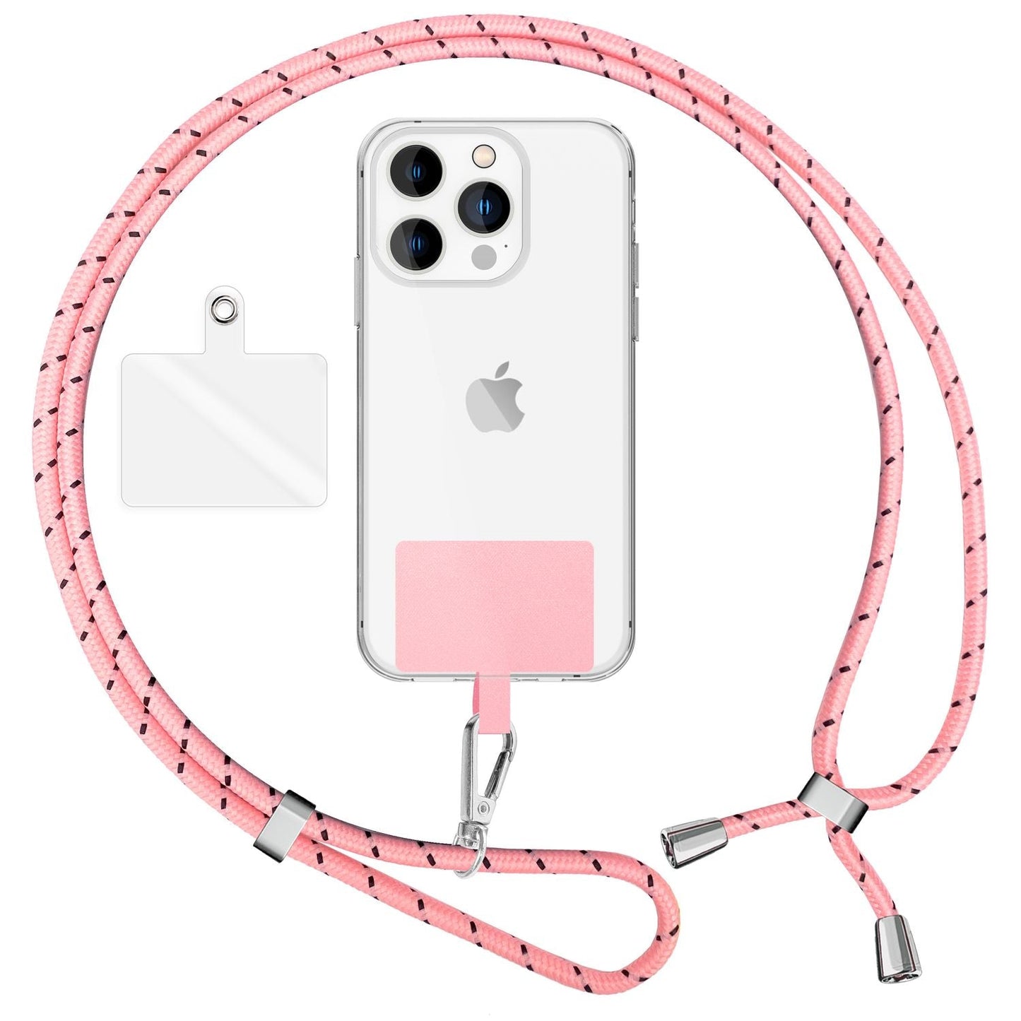 Lanț universal pentru telefon, pentru purtare în jurul gâtului, cu pernă și carabină pentru husa de smartphone