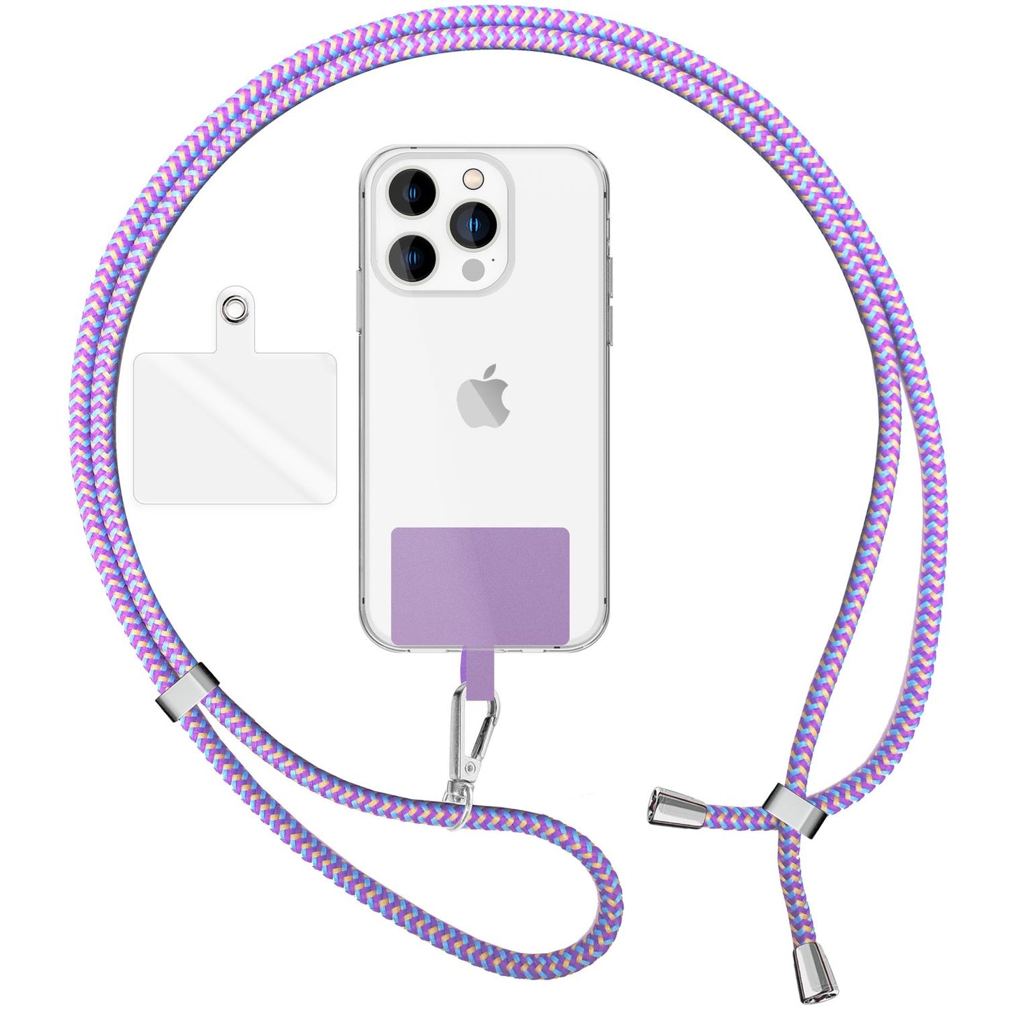 Lanț universal pentru telefon, pentru purtare în jurul gâtului, cu pernă și carabină pentru husa de smartphone