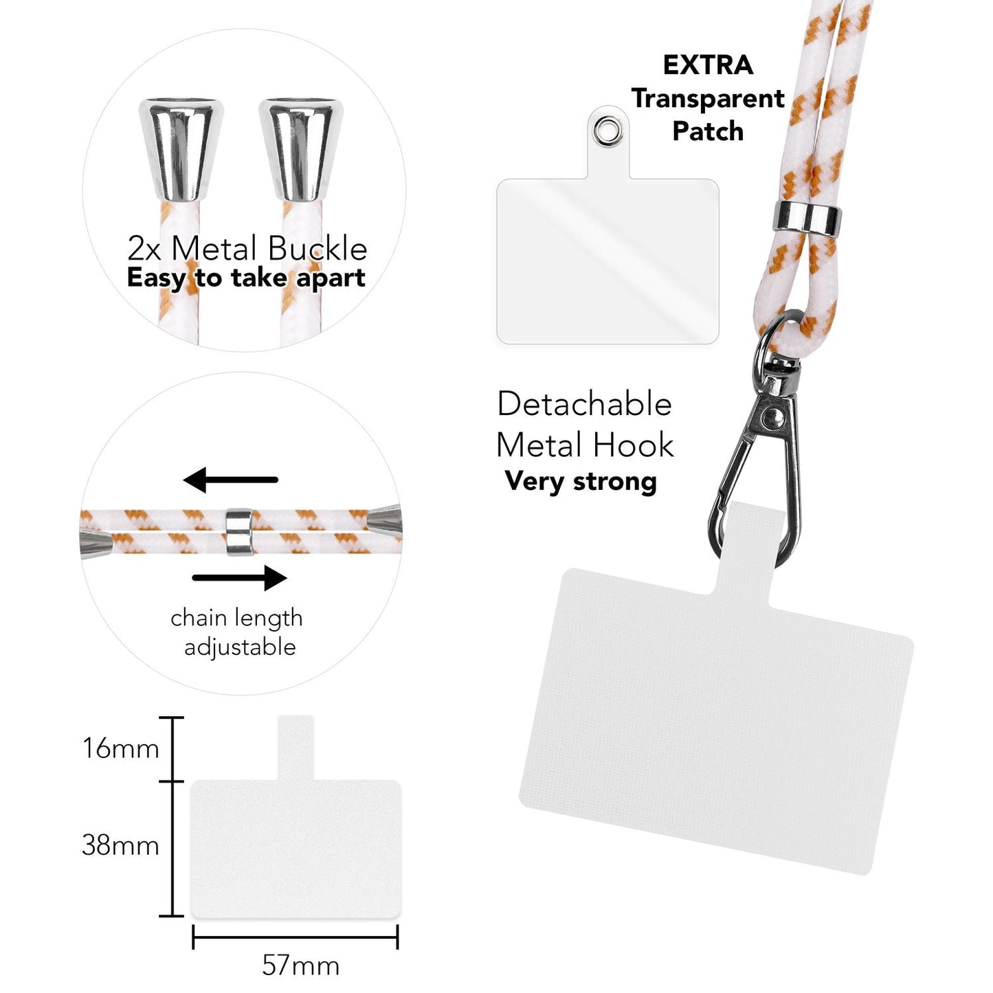 Lanț universal pentru telefon, pentru purtare în jurul gâtului, cu pernă și carabină pentru husa de smartphone