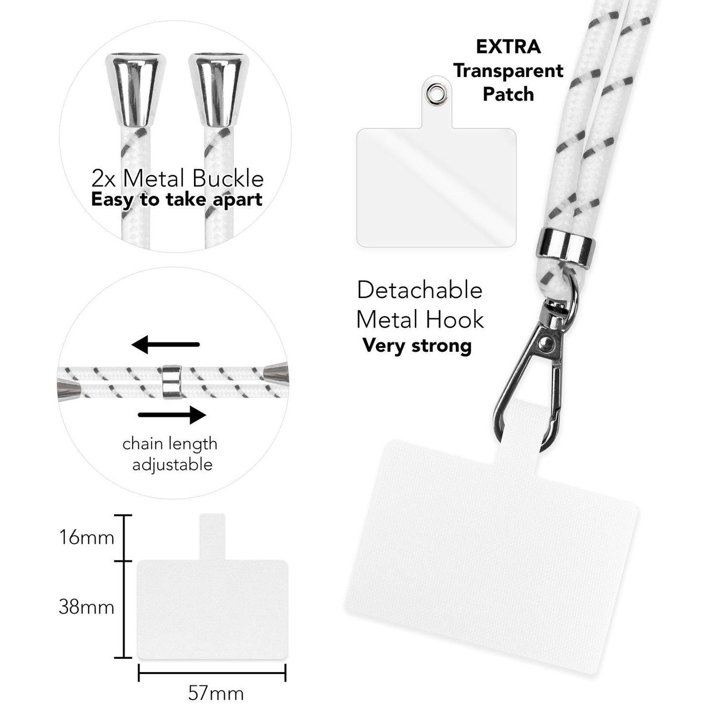 Lanț universal pentru telefon, pentru purtare în jurul gâtului, cu pernă și carabină pentru husa de smartphone