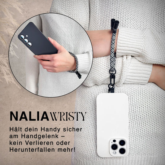 NALIA Wristy Universal Lanyard Handy-Kette für Smartphone & Handyhüllen, Handgelenk-Schlaufe mit Metallkarabiner, Verstellbares Trageband, Anti-Diebstahl Handyband
