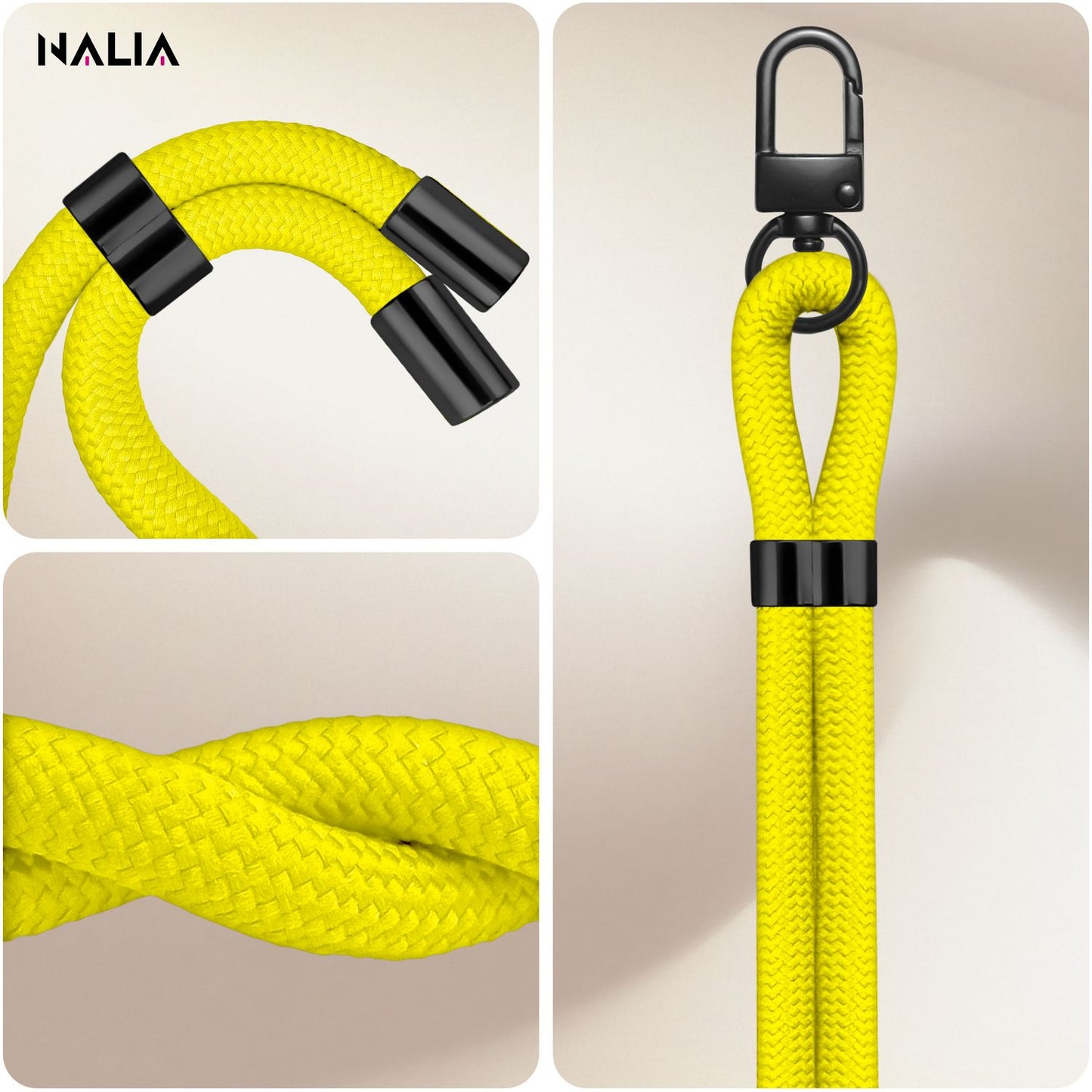 NALIA HoldMe Universal Handykette - Verstellbar Nylon Seil, Karabiner