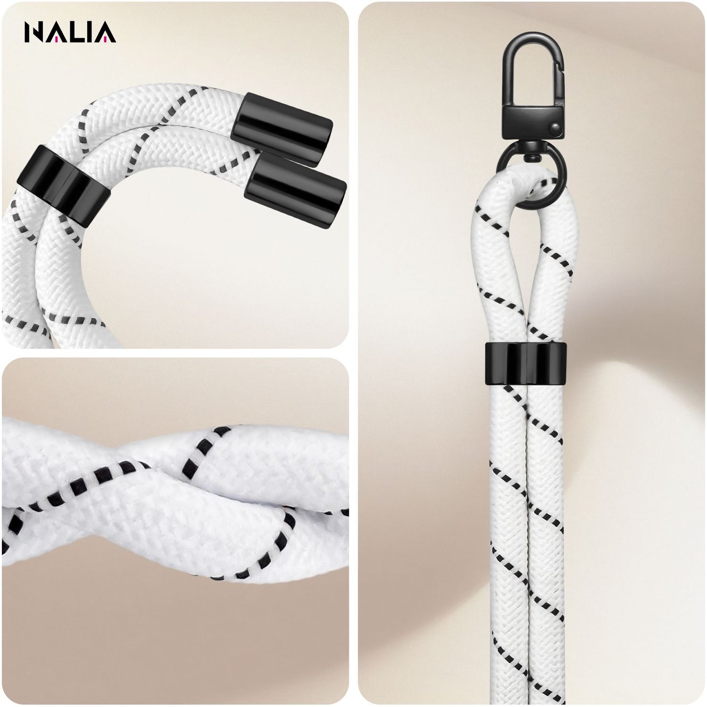 NALIA HoldMe Universal Handykette - Verstellbar Nylon Seil, Karabiner