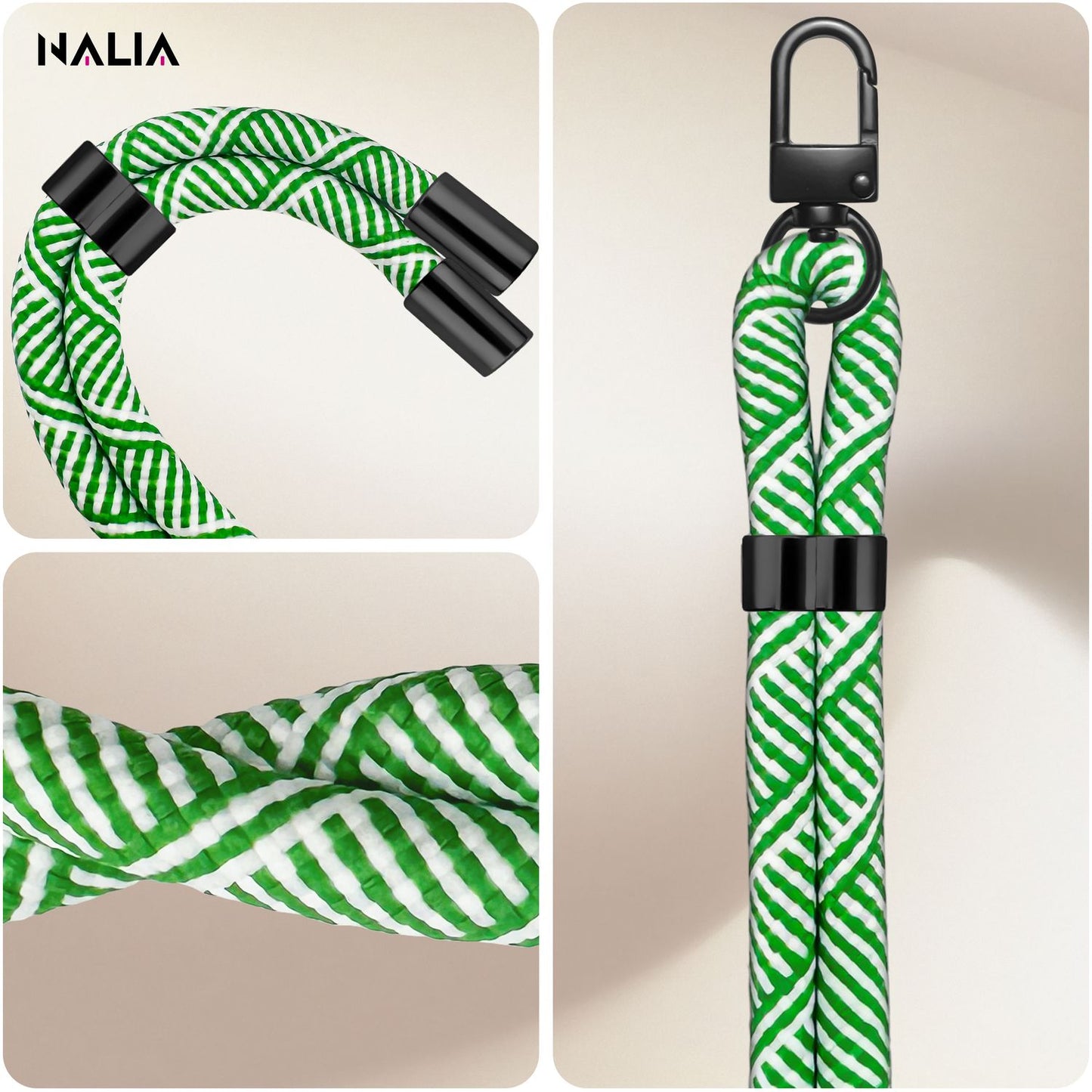 NALIA HoldMe Universal Handykette - Verstellbar Nylon Seil, Karabiner