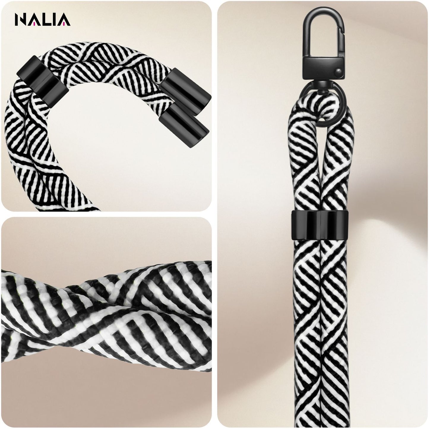 NALIA HoldMe Universal Handykette - Verstellbar Nylon Seil, Karabiner