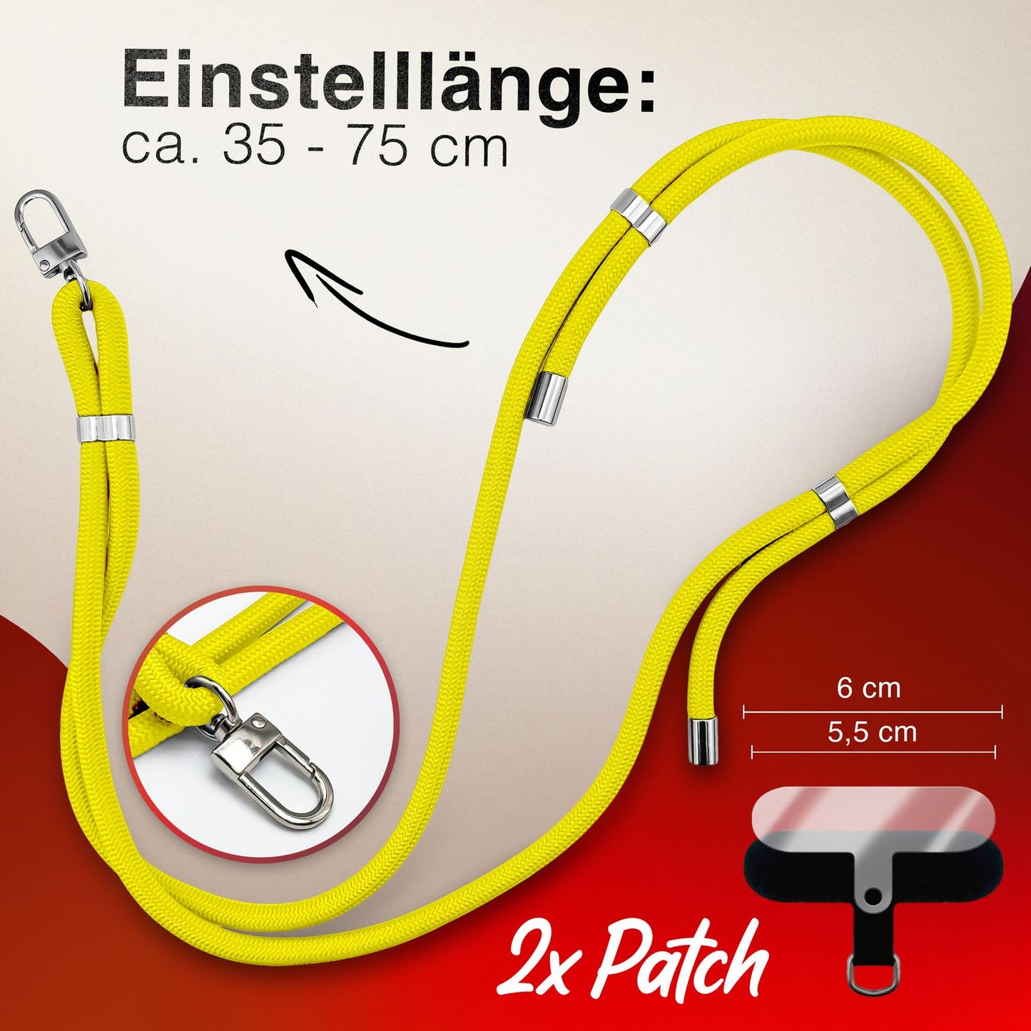 NALIA HoldMe Universell Handykette - Verstellbares Nylonseil Bis 80 cm Abnehmbares Band Mit Karabiner