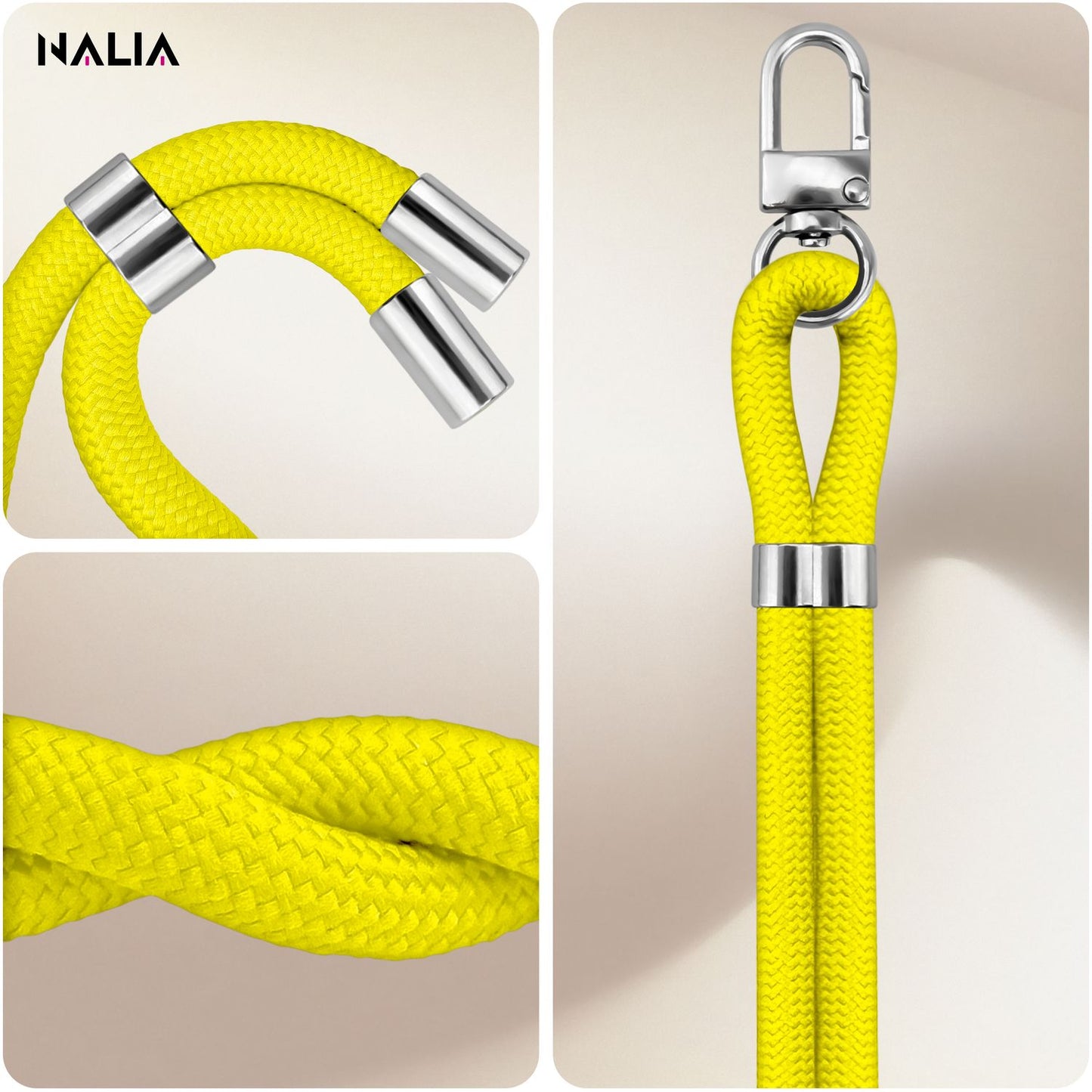 NALIA HoldMe Universell Handykette - Verstellbares Nylonseil Bis 80 cm Abnehmbares Band Mit Karabiner