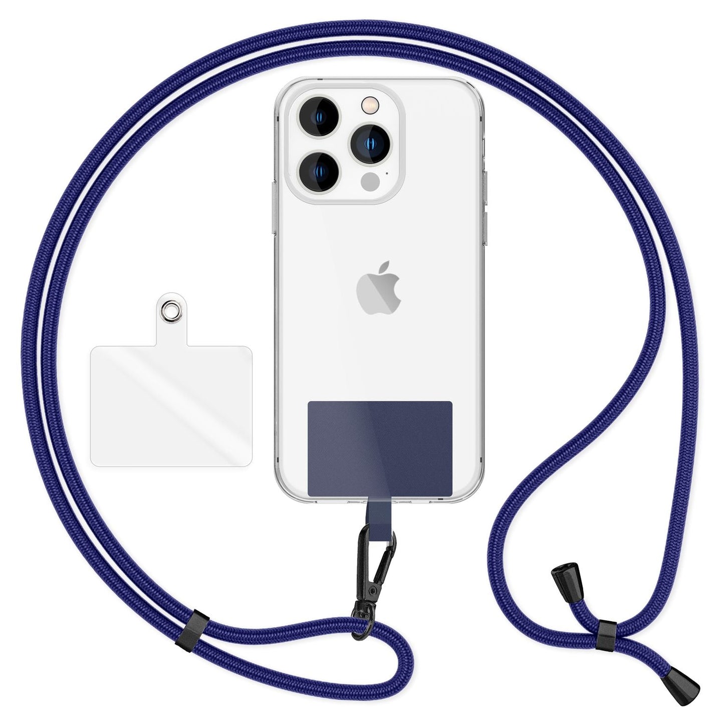 NALIA Universal-Kette mit Pad, Band für Handy-Hülle zum Umhängen, Karabinerhaken aus Metall (matt schwarz), Schlüsselband Umhängeband 160 CM, Crossbody Lanyard