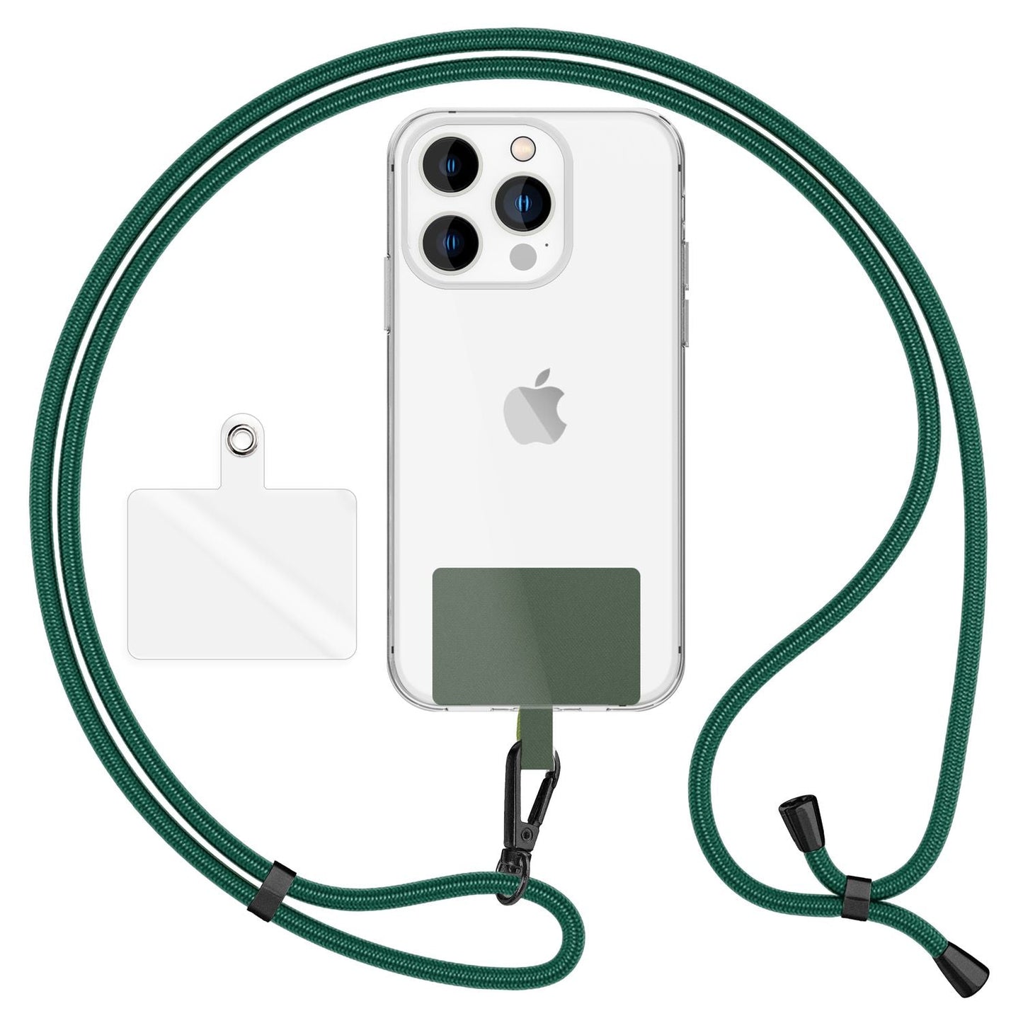 NALIA Universal-Kette mit Pad, Band für Handy-Hülle zum Umhängen, Karabinerhaken aus Metall (matt schwarz), Schlüsselband Umhängeband 160 CM, Crossbody Lanyard