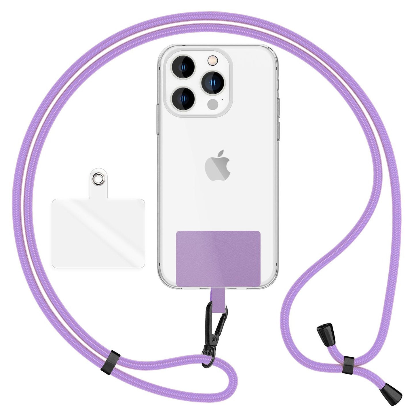 NALIA Universal-Kette mit Pad, Band für Handy-Hülle zum Umhängen, Karabinerhaken aus Metall (matt schwarz), Schlüsselband Umhängeband 160 CM, Crossbody Lanyard