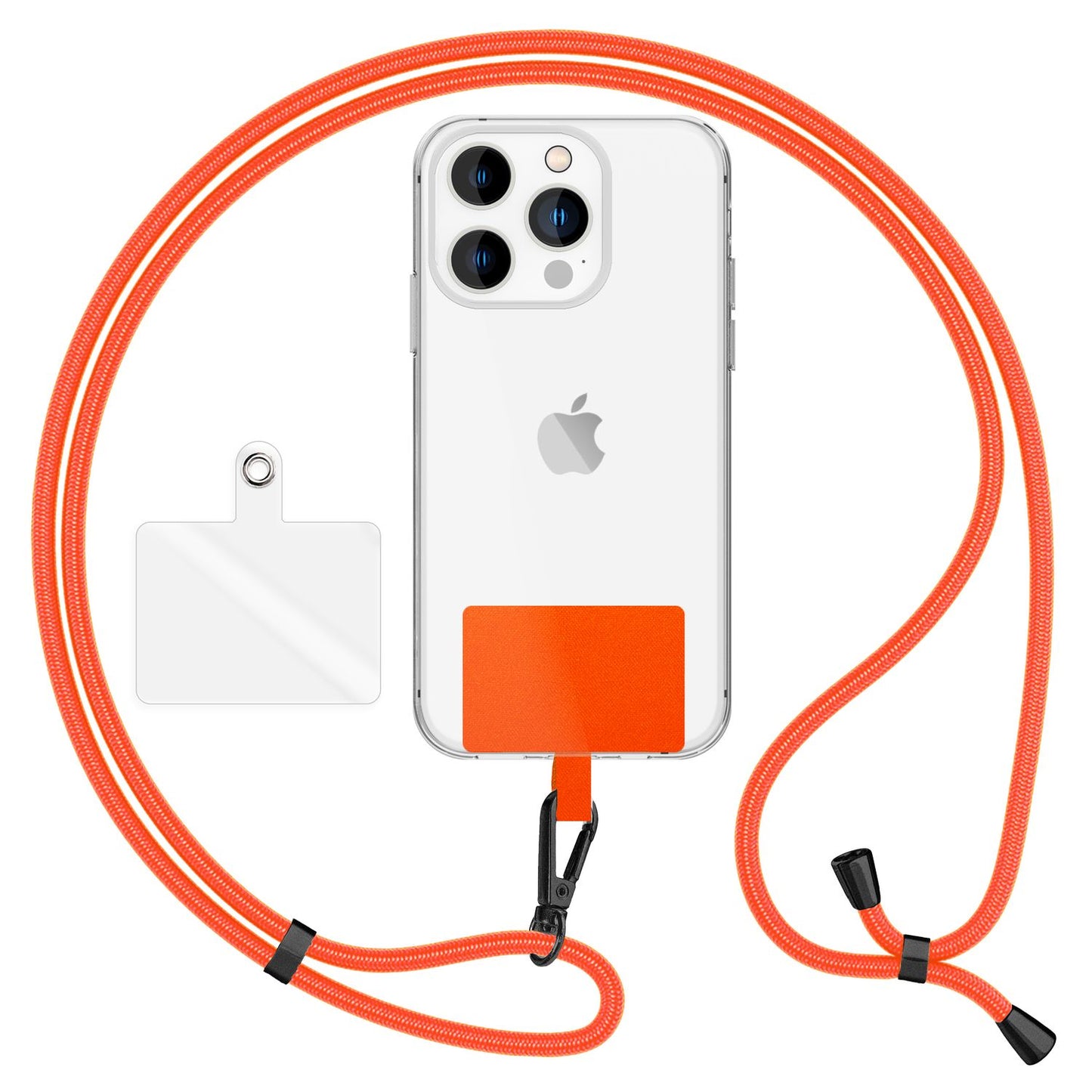 NALIA Universal-Kette mit Pad, Band für Handy-Hülle zum Umhängen, Karabinerhaken aus Metall (matt schwarz), Schlüsselband Umhängeband 160 CM, Crossbody Lanyard