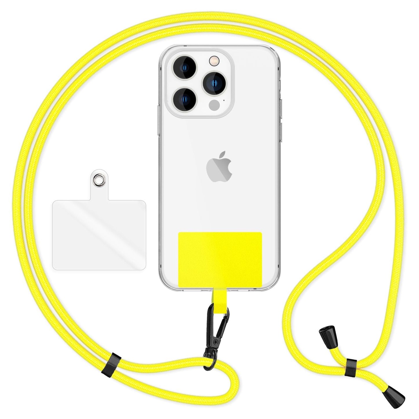 NALIA Universal-Kette mit Pad, Band für Handy-Hülle zum Umhängen, Karabinerhaken aus Metall (matt schwarz), Schlüsselband Umhängeband 160 CM, Crossbody Lanyard