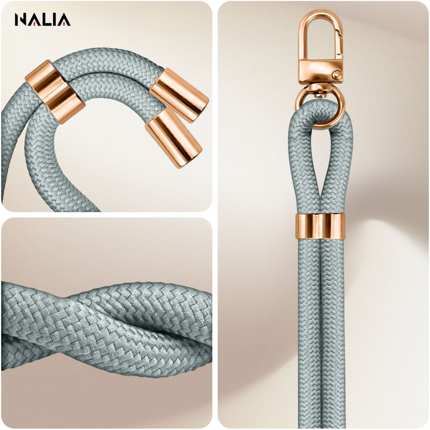 NALIA HoldMe Universal Handykette Mit Karabiner - Nylon-Seil Verstellbar Abnehmbar