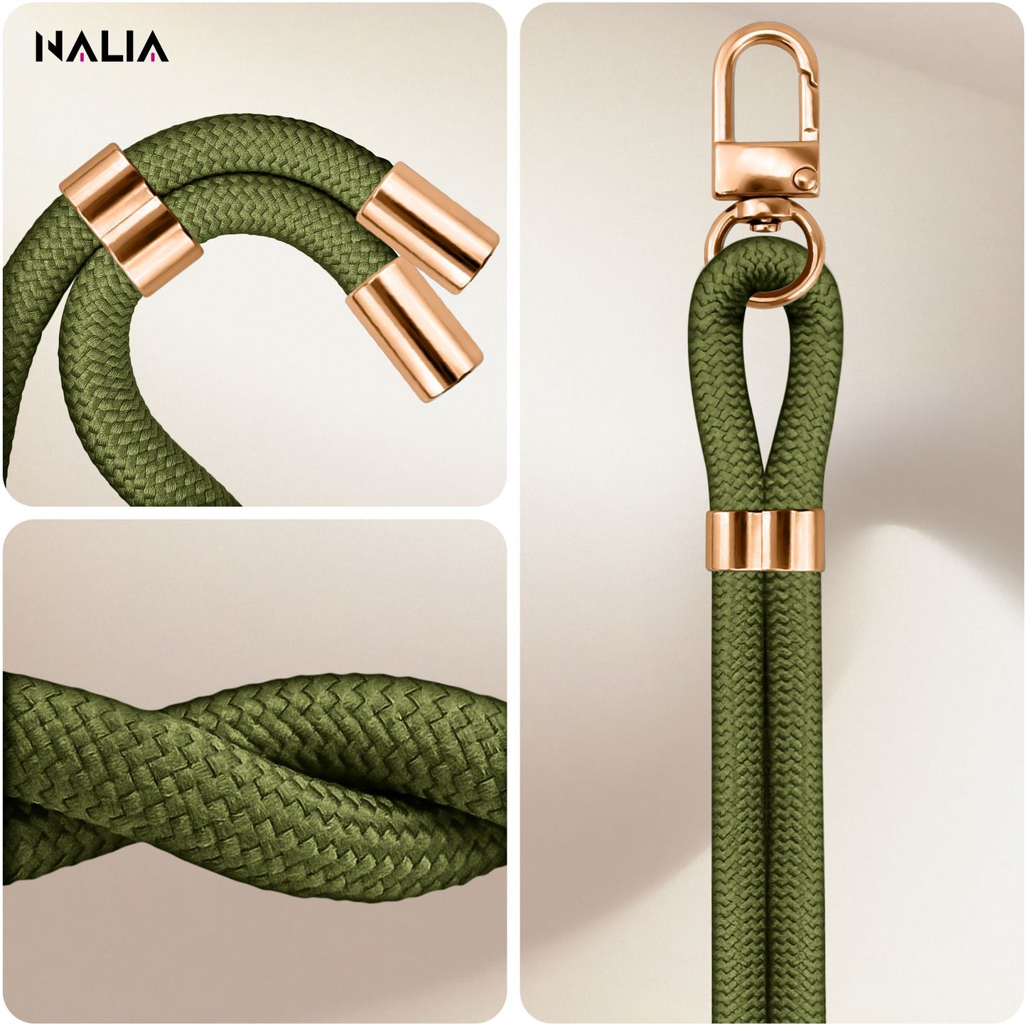 NALIA HoldMe Universal Handykette Mit Karabiner - Nylon-Seil Verstellbar Abnehmbar