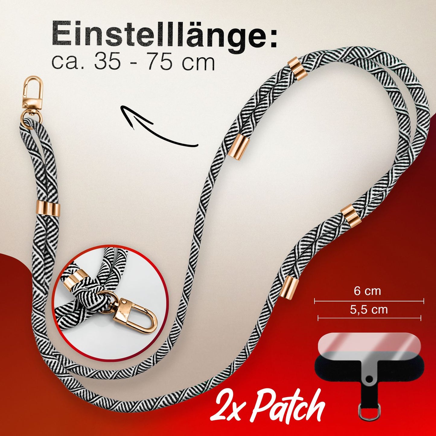 NALIA HoldMe Universal Handykette Mit Karabiner - Nylon-Seil Verstellbar Abnehmbar