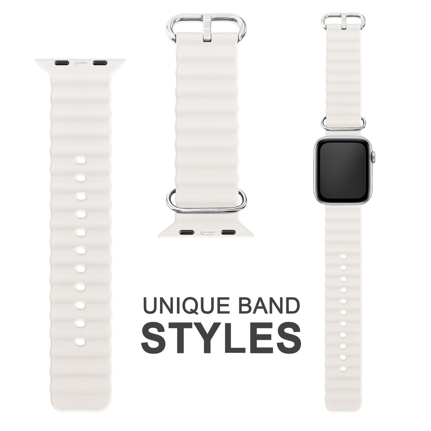 NALIA Ocean Armband Wellen-Röhren-Design - Größen 38/40/41mm Silikon Premium Wasserdicht