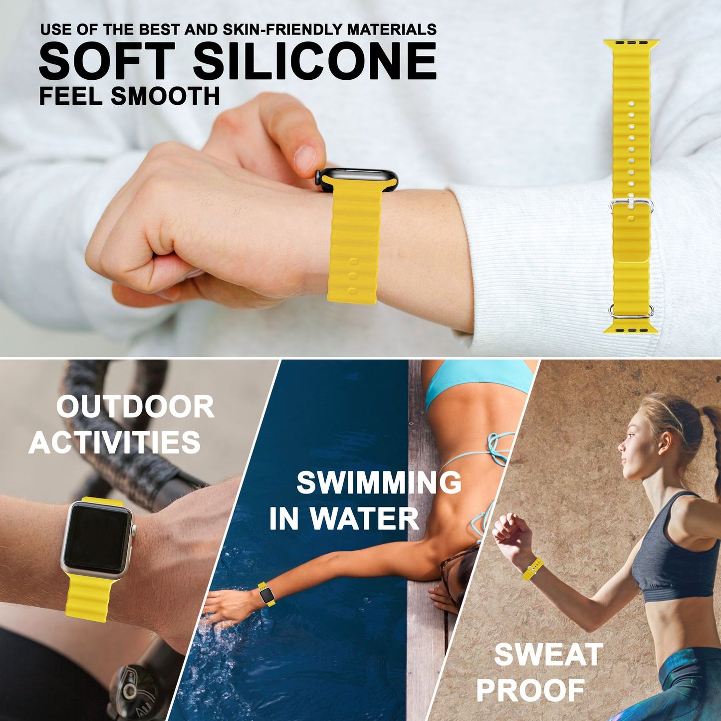 NALIA Berlin Ocean Armband Rapid Stil - Größe 42-49mm, Schnellverschluss, Wasserfest