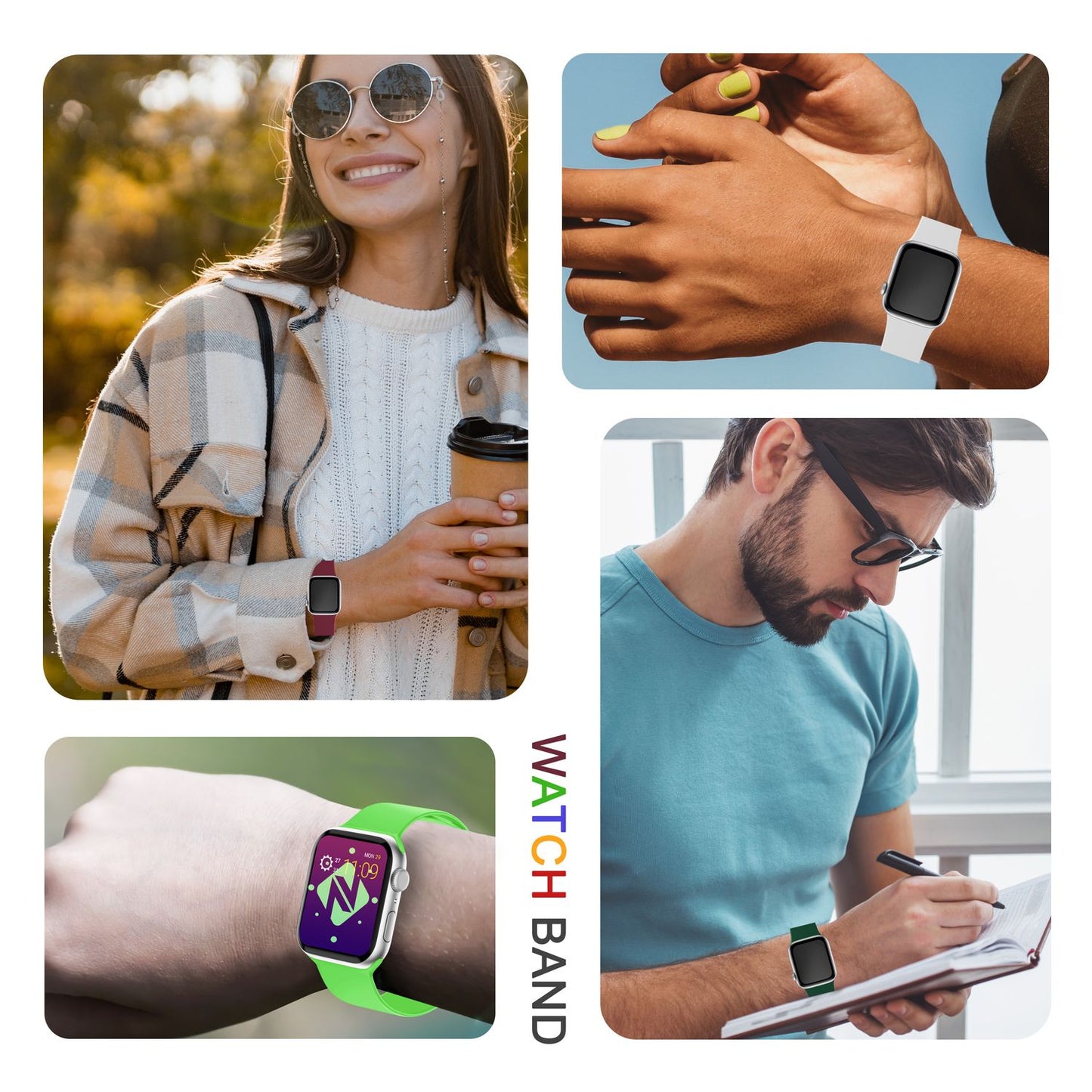 Silikon Armband für Apple Watch SE/8/7/6/5/4/3/2/1, 38mm 40mm 41mm