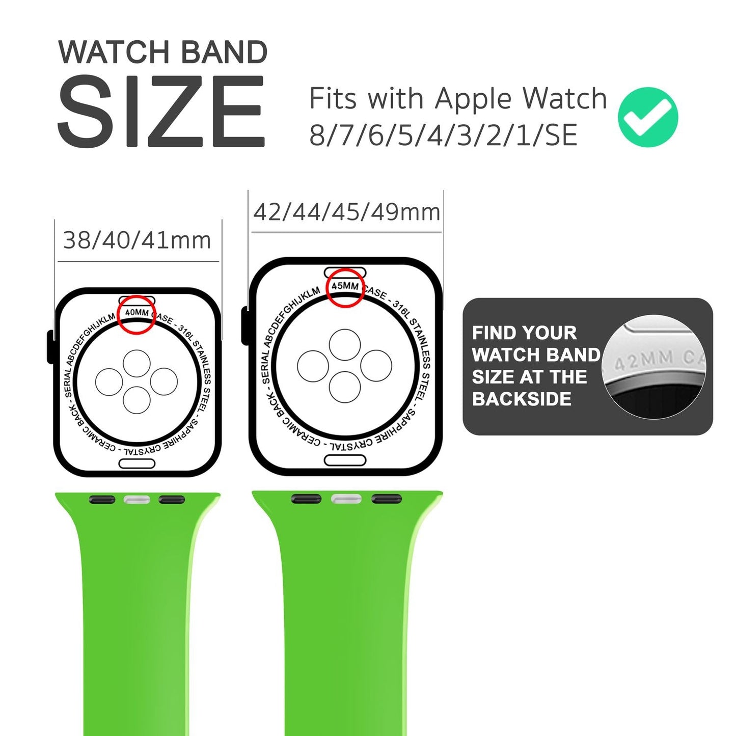 Silikon Armband für Apple Watch SE/8/7/6/5/4/3/2/1, 38mm 40mm 41mm