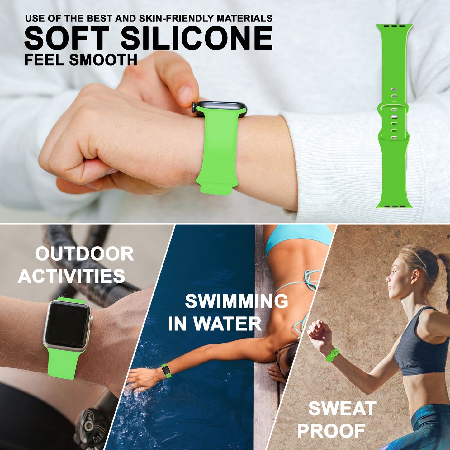 Silikon Armband für Apple Watch SE/8/7/6/5/4/3/2/1, 38mm 40mm 41mm