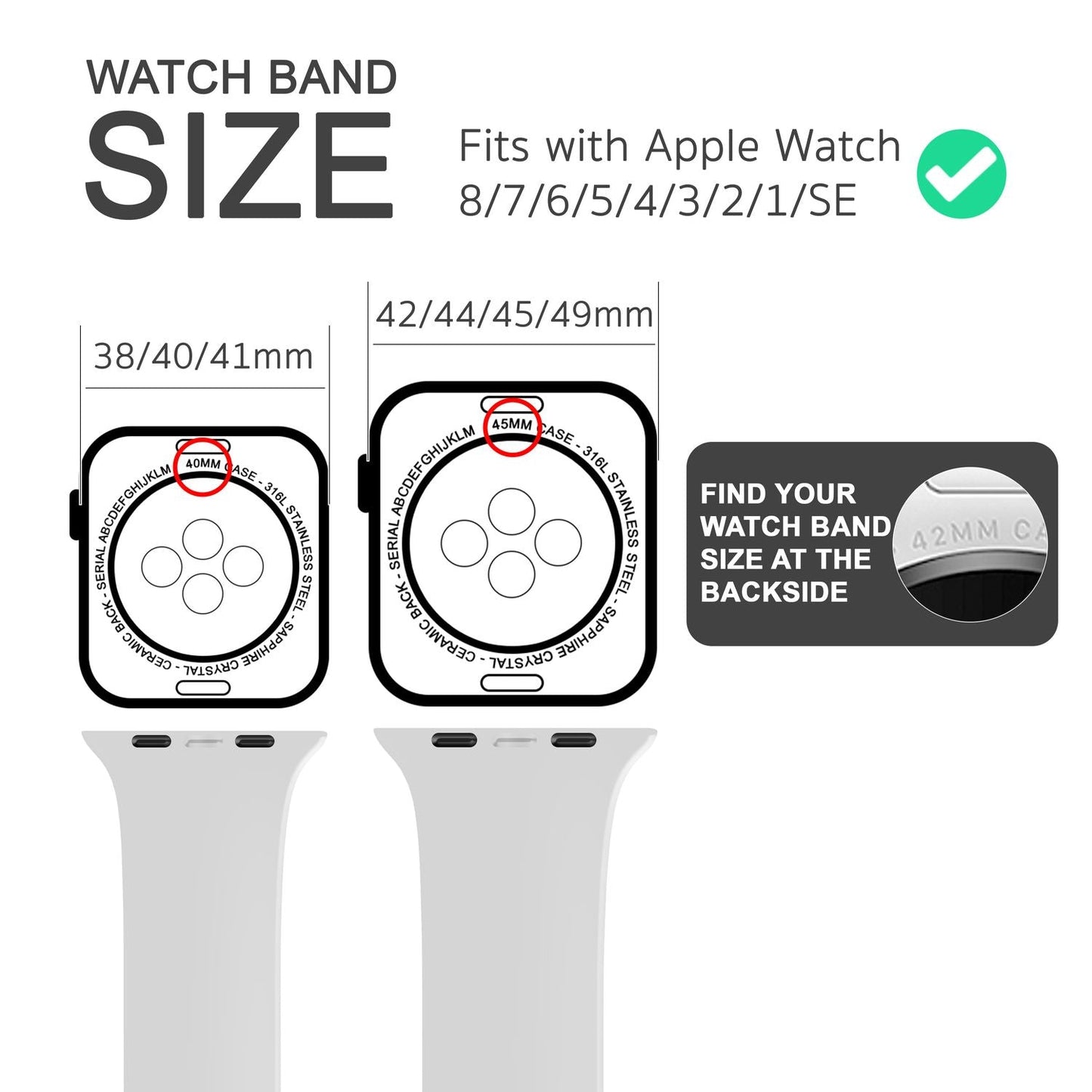Silikon Armband für Apple Watch SE/8/7/6/5/4/3/2/1, 38mm 40mm 41mm