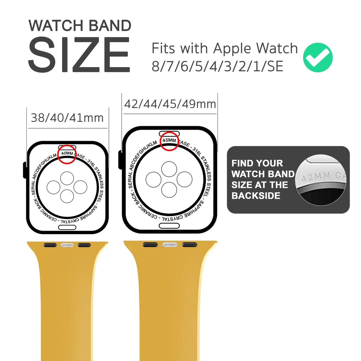 Silikon Armband für Apple Watch SE/8/7/6/5/4/3/2/1, 38mm 40mm 41mm