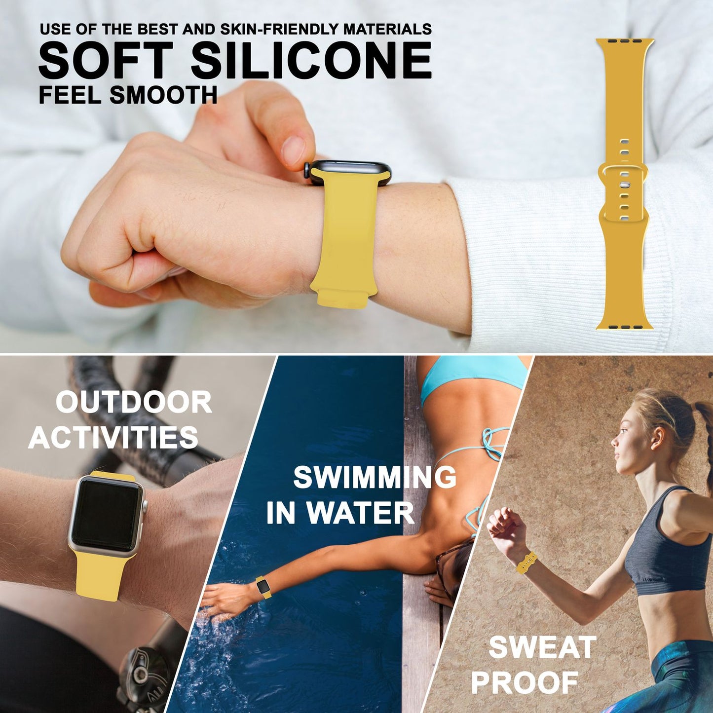 Silikon Armband für Apple Watch SE/8/7/6/5/4/3/2/1, 38mm 40mm 41mm