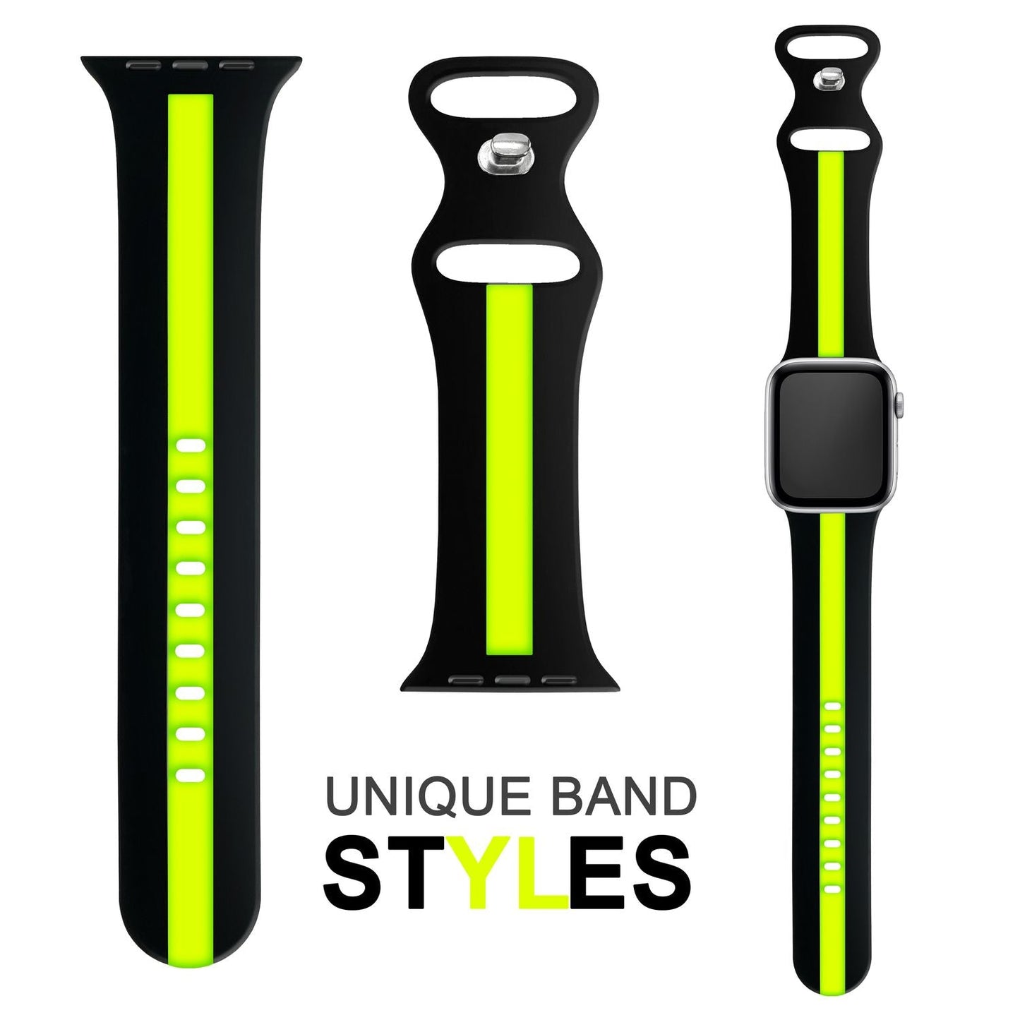 Gestreiftes Silikon Armband für Apple Watch SE/8/7/6/5/4/3/2/1, 38mm 40mm 41mm