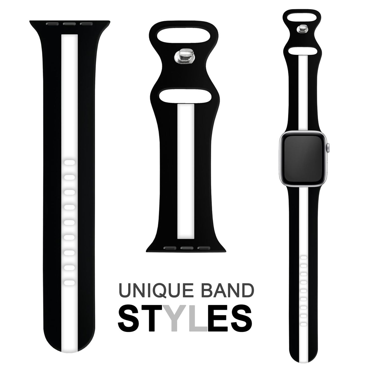 Gestreiftes Silikon Armband für Apple Watch SE/8/7/6/5/4/3/2/1, 38mm 40mm 41mm