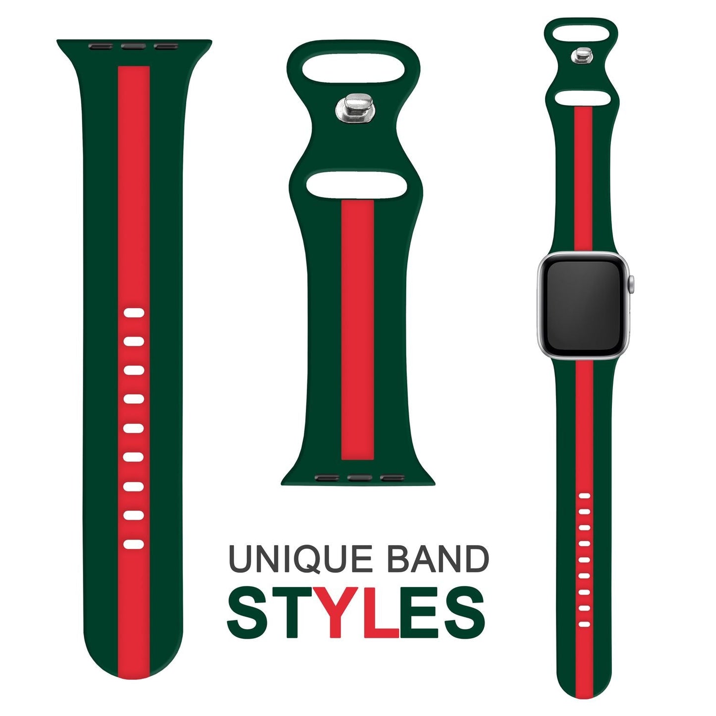 Gestreiftes Silikon Armband für Apple Watch SE/8/7/6/5/4/3/2/1, 38mm 40mm 41mm