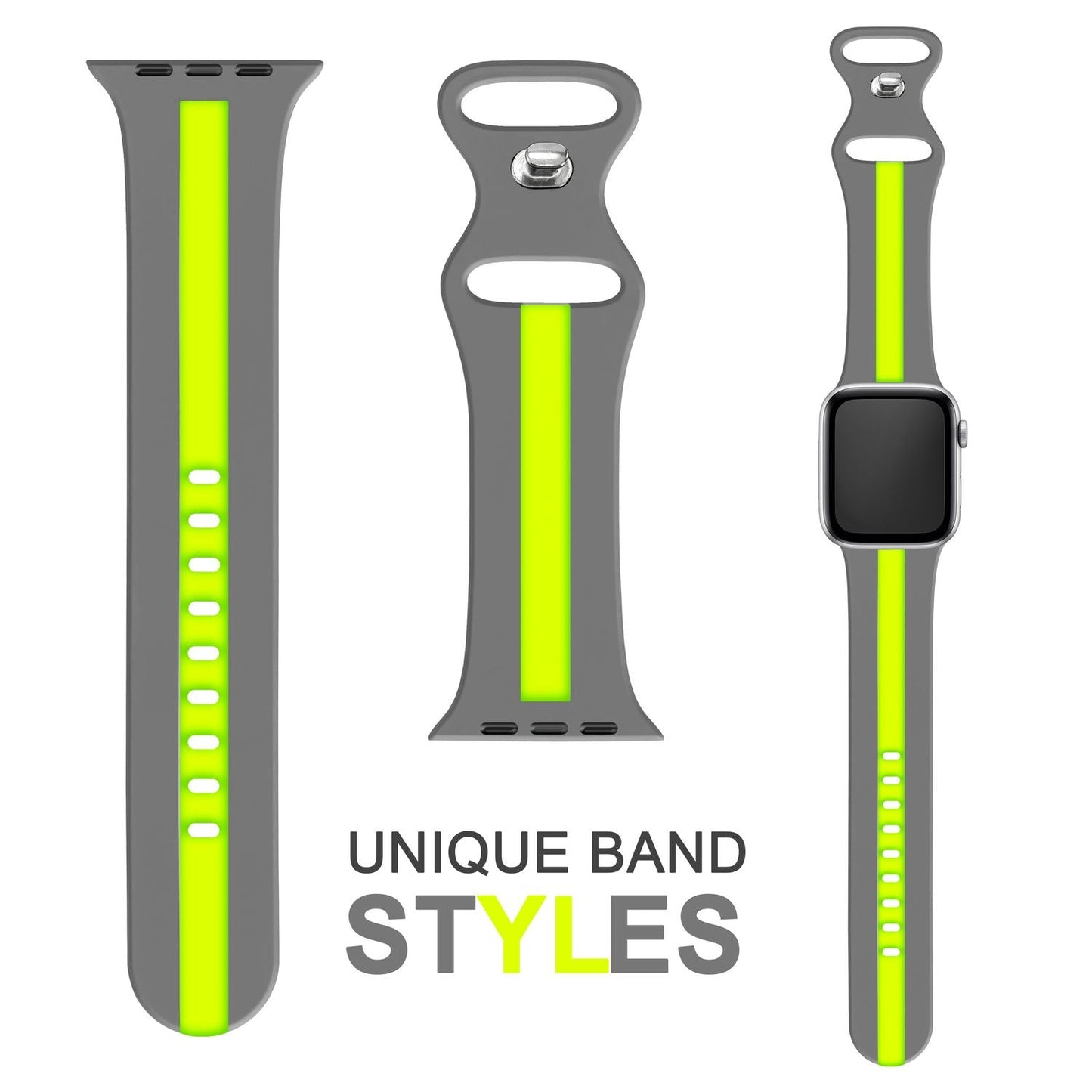 Gestreiftes Silikon Armband für Apple Watch SE/8/7/6/5/4/3/2/1, 38mm 40mm 41mm