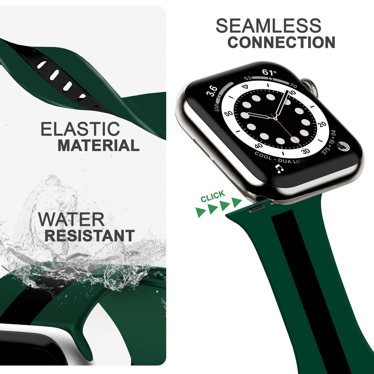 NALIA Berlin Silikonarmband Sportlich - Kompatibel Apple Watch 42–49mm, Wasserfest, Weiches Material