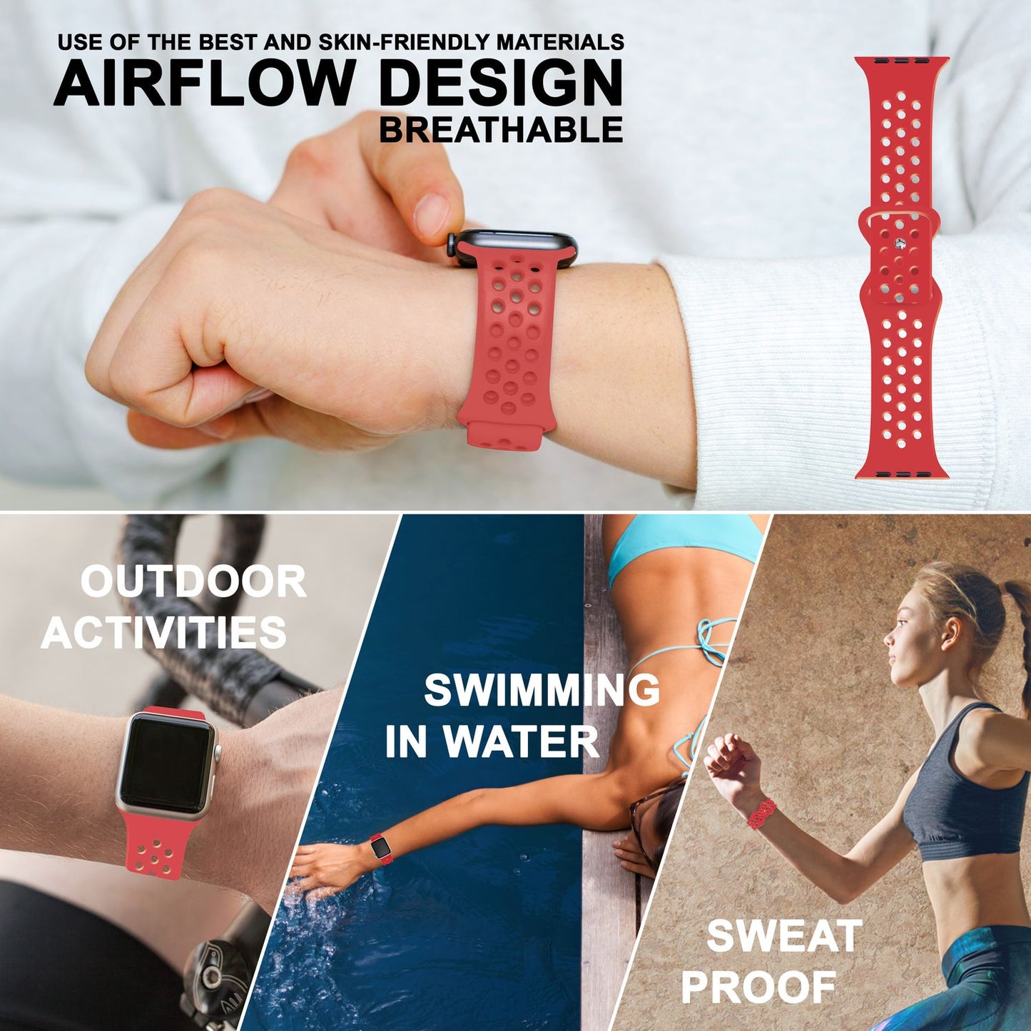 Curea de ceas perforată pentru Apple Watch Ultra/SE/8/7/6/5/4/3/2/1, 42mm 44mm 45mm 49mm