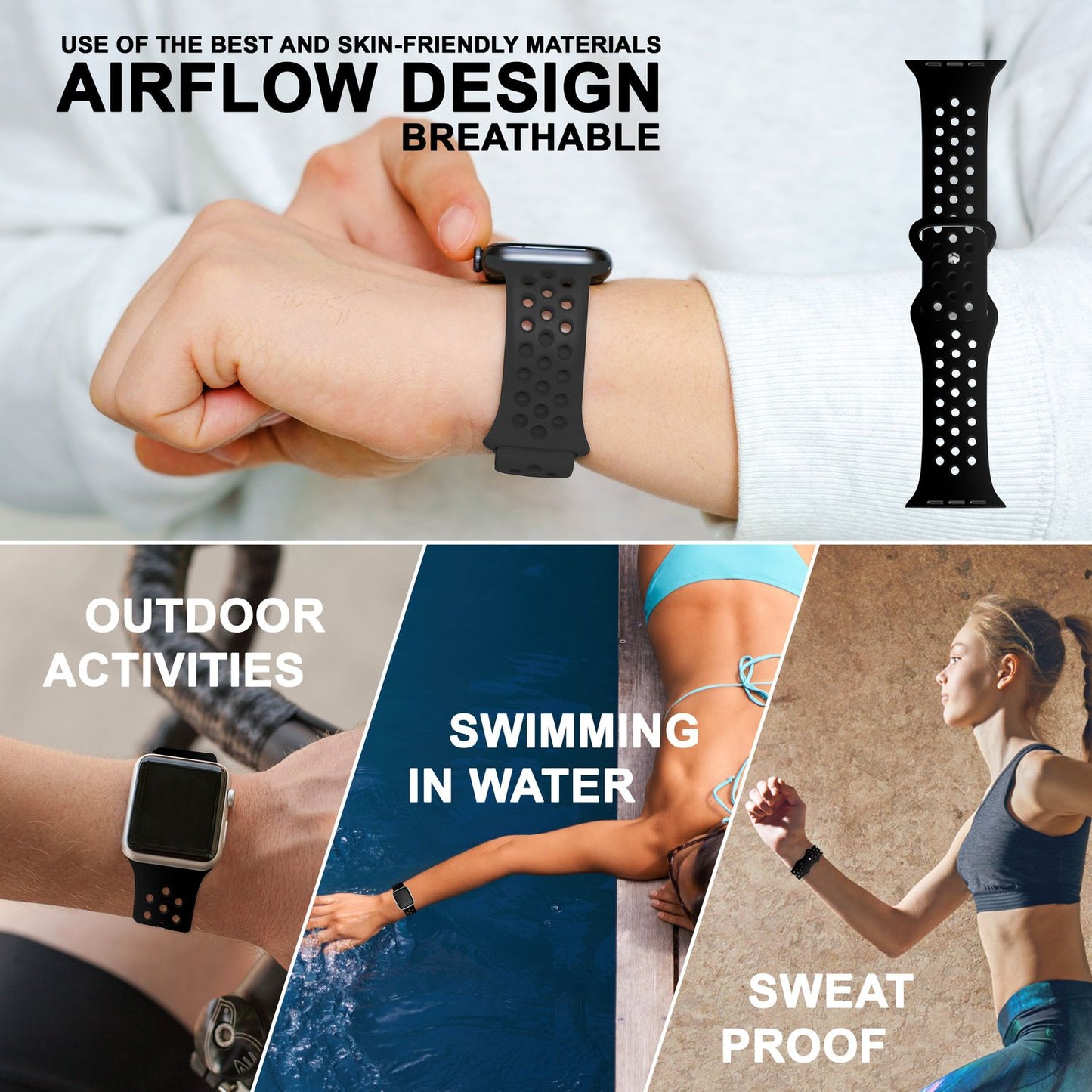 Curea de ceas perforată pentru Apple Watch Ultra/SE/8/7/6/5/4/3/2/1, 42mm 44mm 45mm 49mm